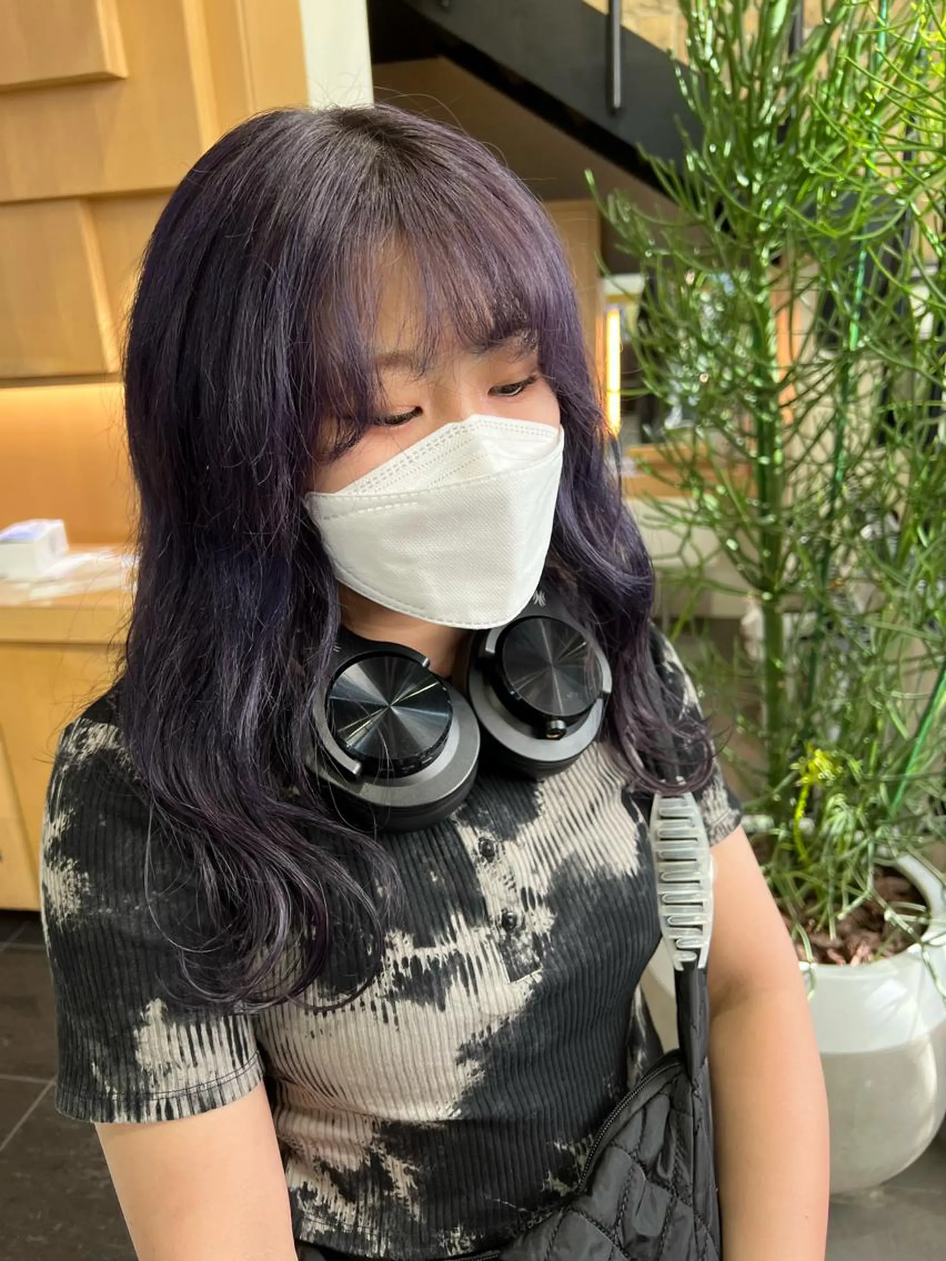 ロング カラー ブルーカラー ブルーラベンダー ラベンダーカラー チャンモリパーマ/韓 国/Minami🦋のヘアスタイル