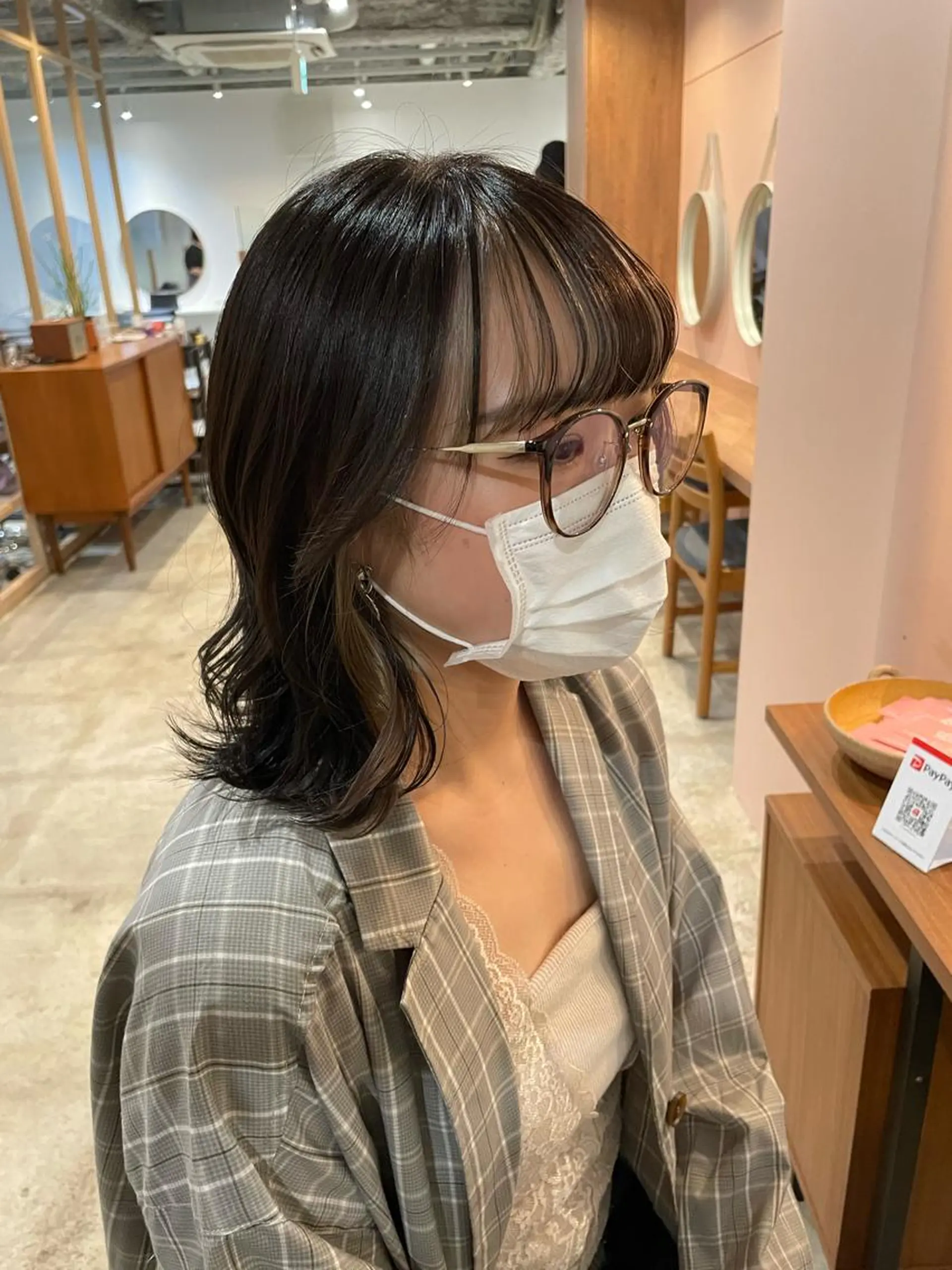 セミロング カラー ヘアアレンジ ベージュカラー グレージュ REONA🪽✨薬院 レイヤーカット🫧のヘアスタイル