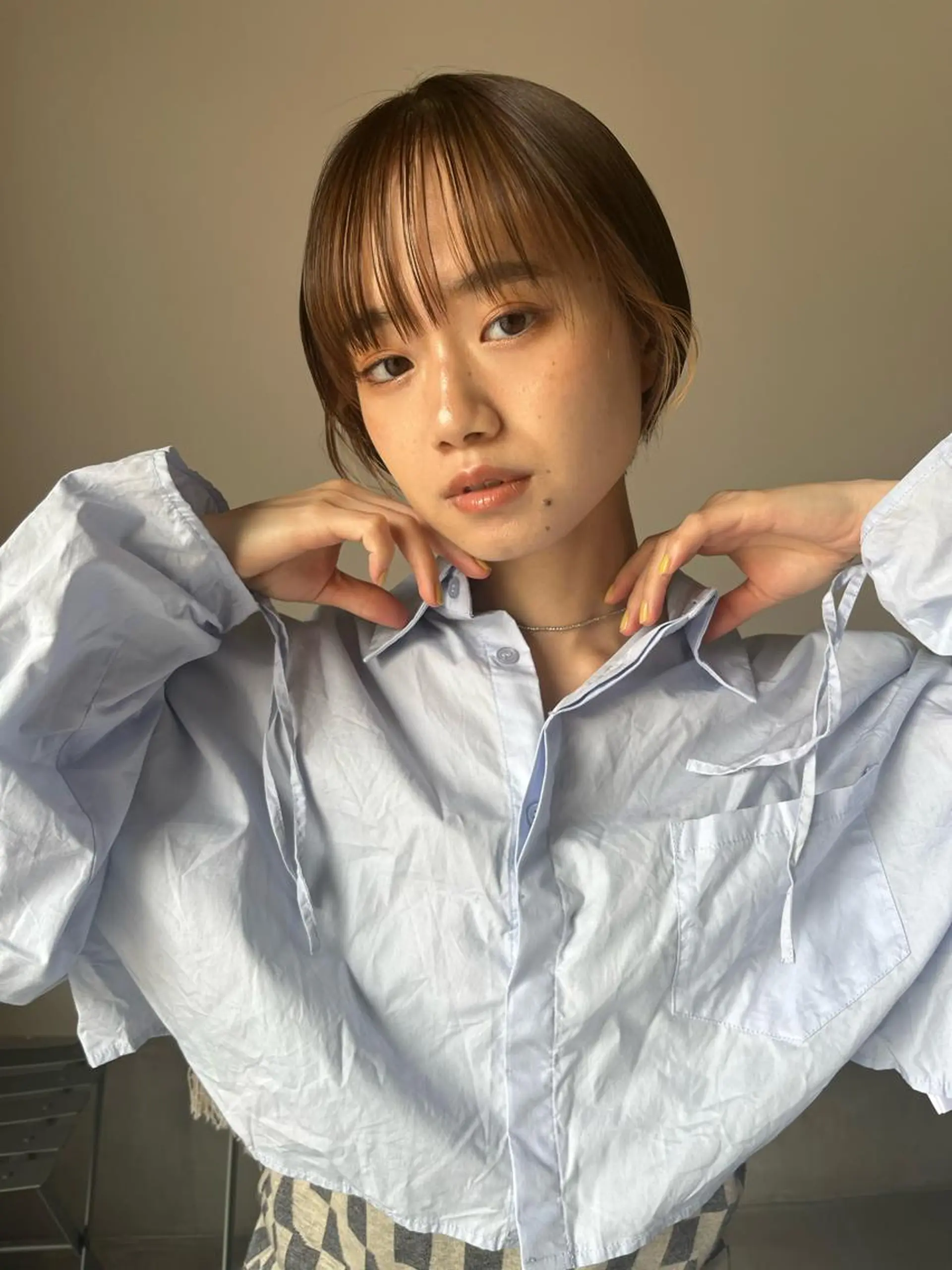 ショート カラー 縮毛矯正 透明感ケアカラー/ レイヤー/ryokaのヘアスタイル