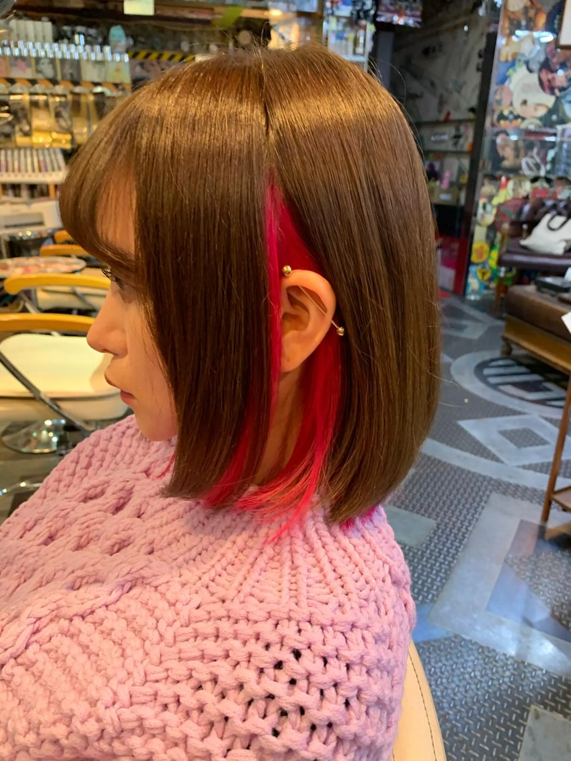 ショート カラー インナーカラー ピンクカラー 🌈派手髪エクステ ブレイズ🌈ひろとのヘアスタイル