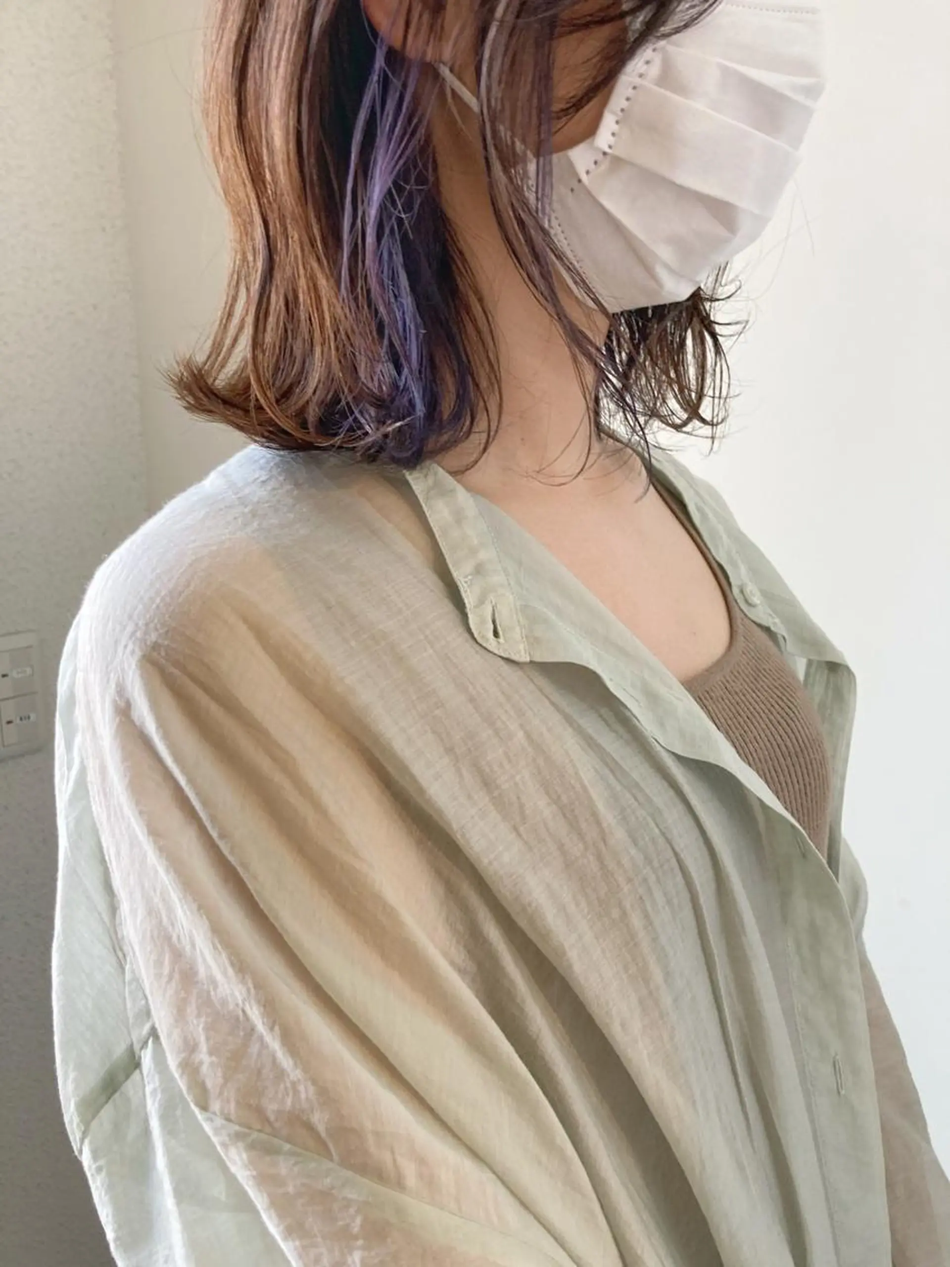 ミディアム カラー ブリーチ ラベンダーカラー カット ヘアカラー 小木曽智美 /ボブ/ショートのヘアスタイル