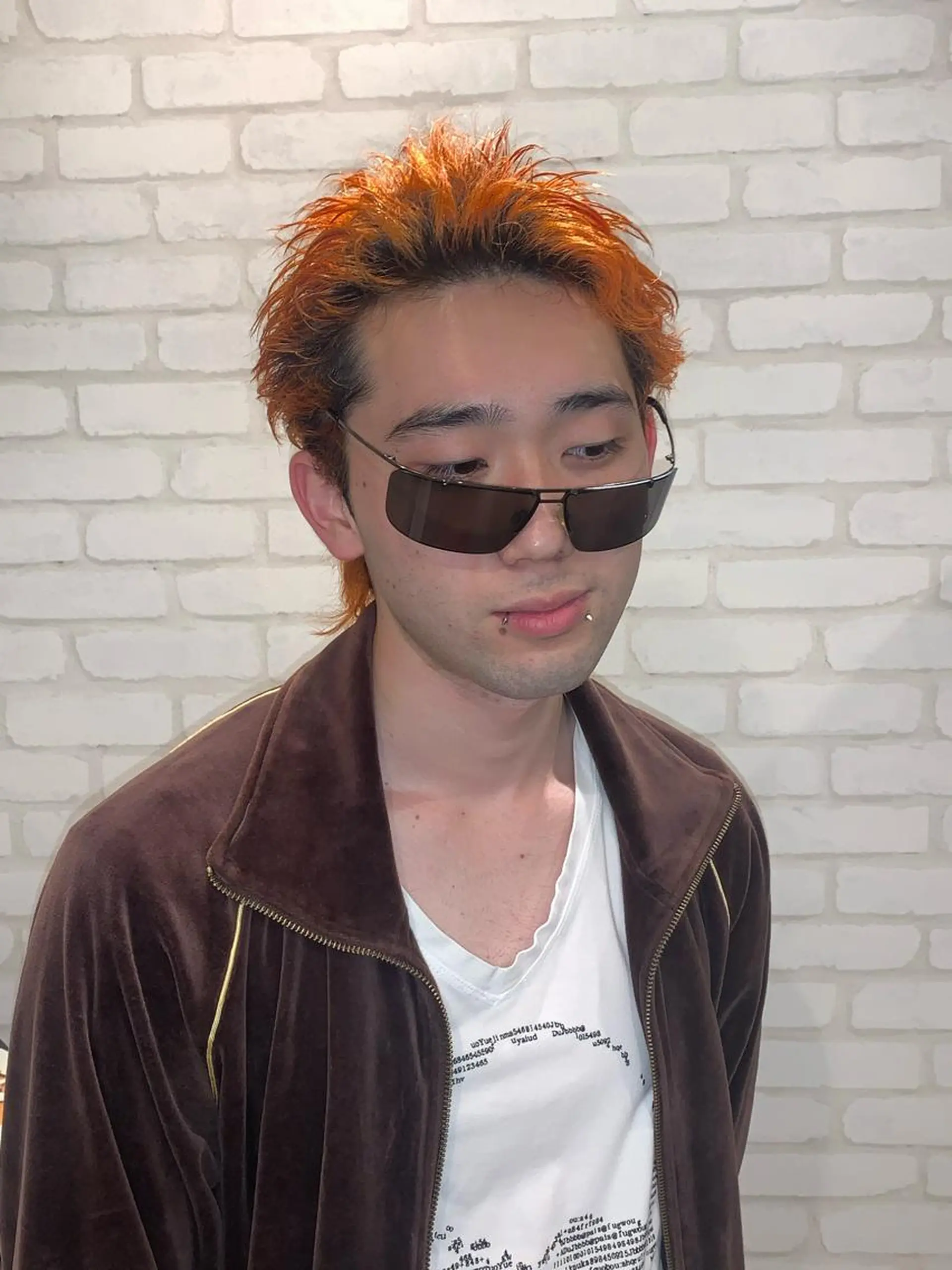 カラー ヘアアレンジ メンズ オレンジ カット ヘアカラー 阿部 うららのマツエク・マツパデザイン