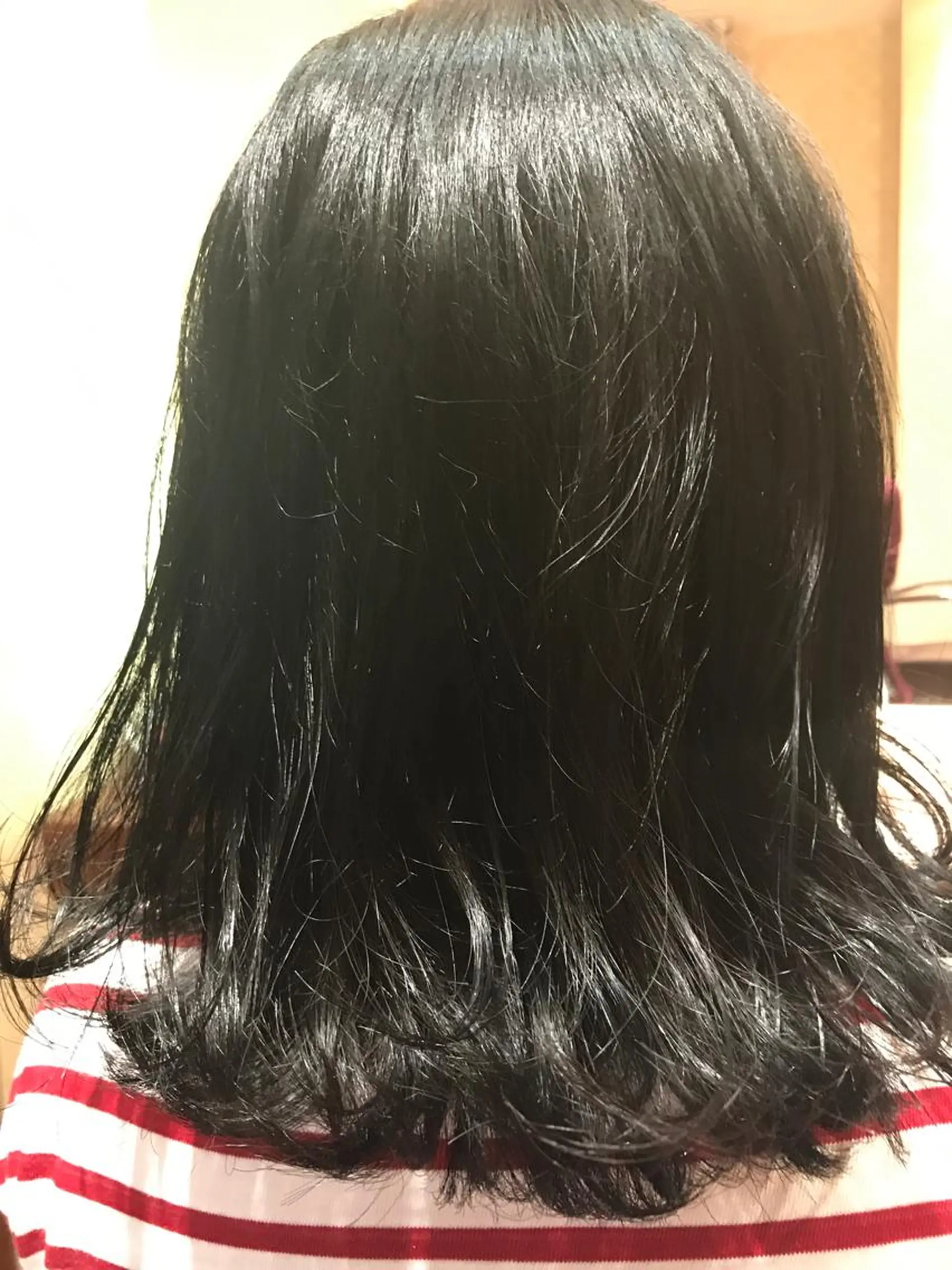 ミディアム カラー 黒髪 ブルーカラー ブルーブラック EARTH 志木店のヘアスタイル