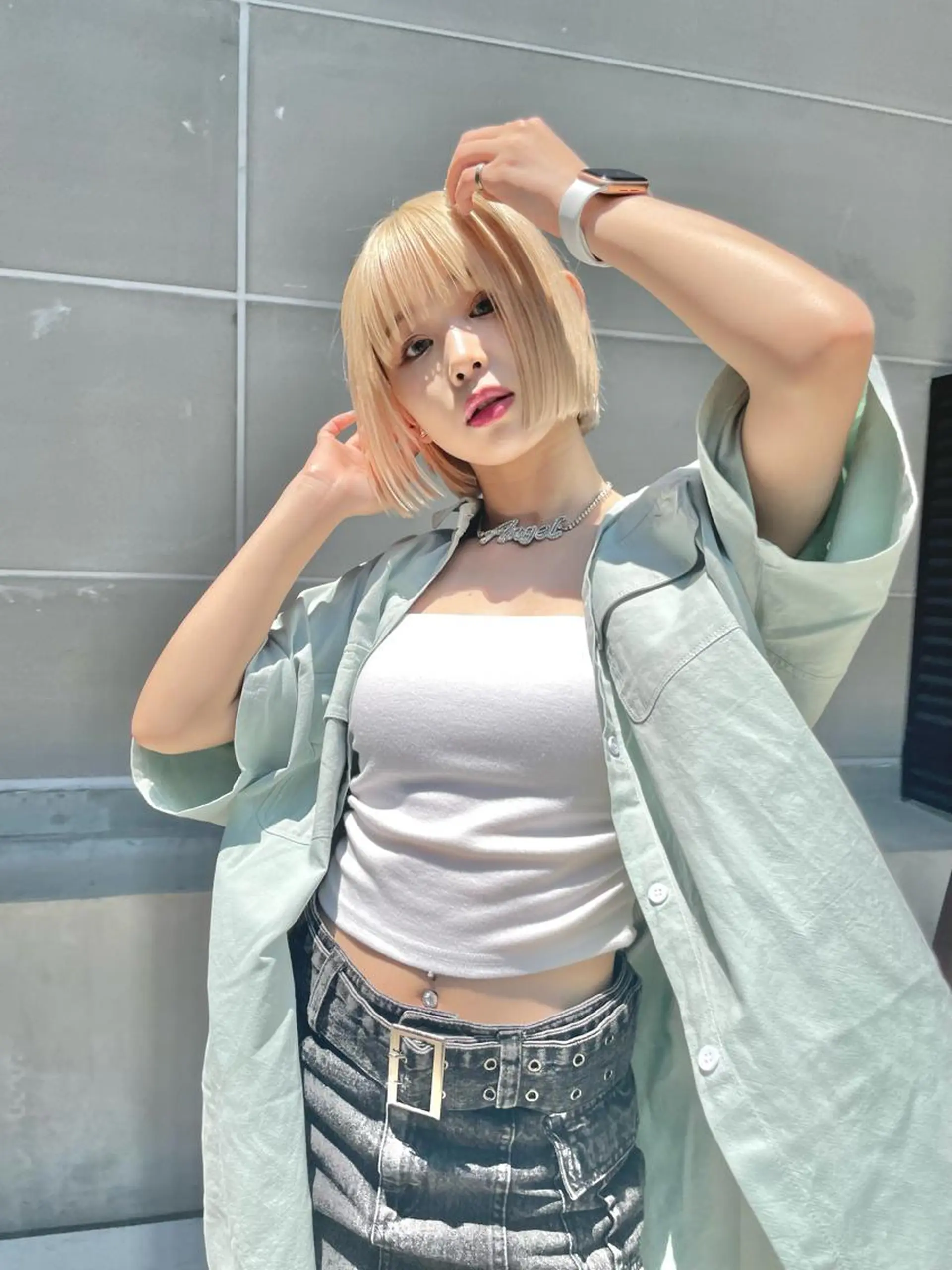 ショート カラー ネイル マツエク・マツパ アイブロウ ヘアカラー トリートメント ⭐ハイトーンブリーチ ミルクティーピンクのヘアスタイル