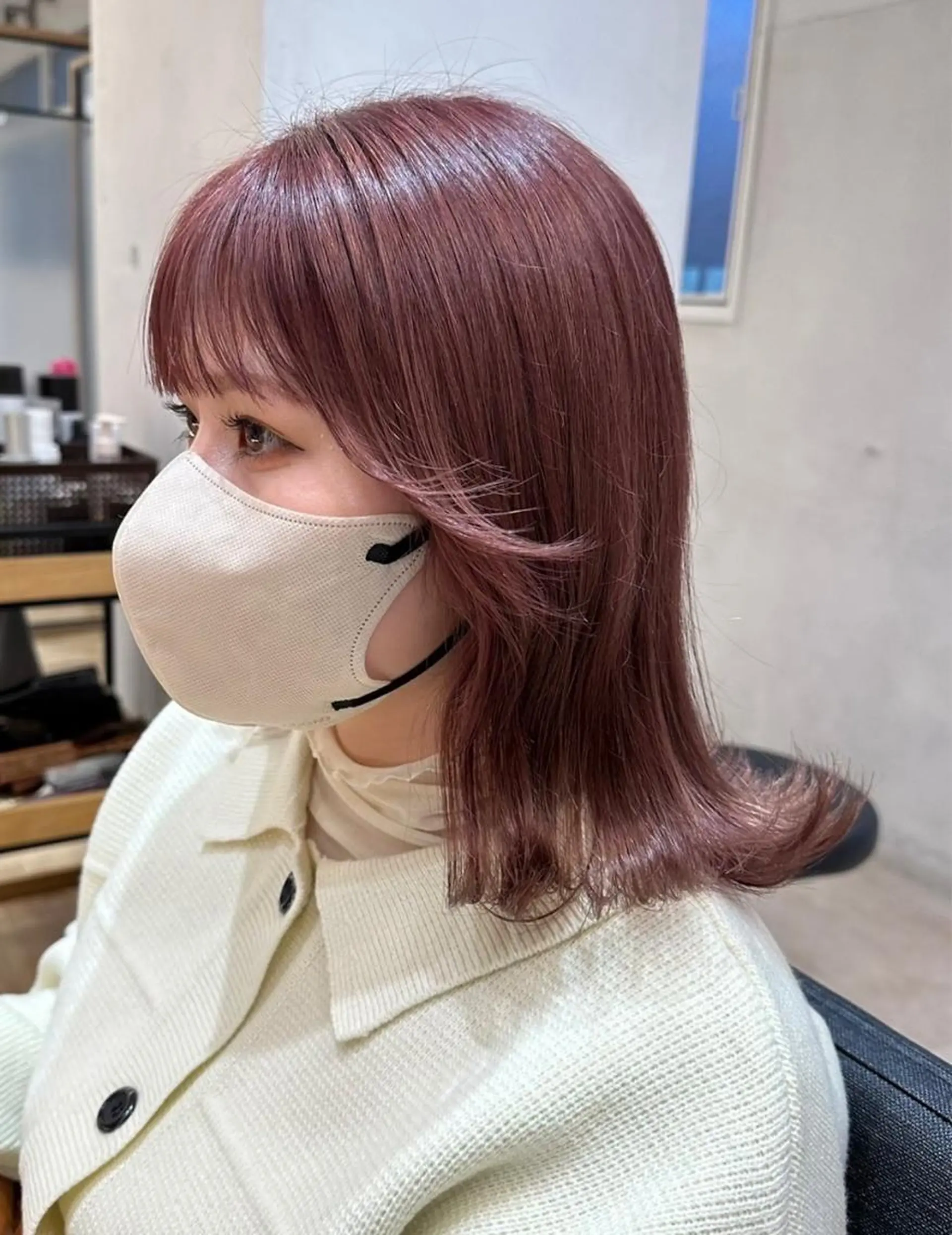 ミディアム 切りっぱなしボブ ボブ レイヤー縮毛矯正 ささきすずね💗のヘアスタイル