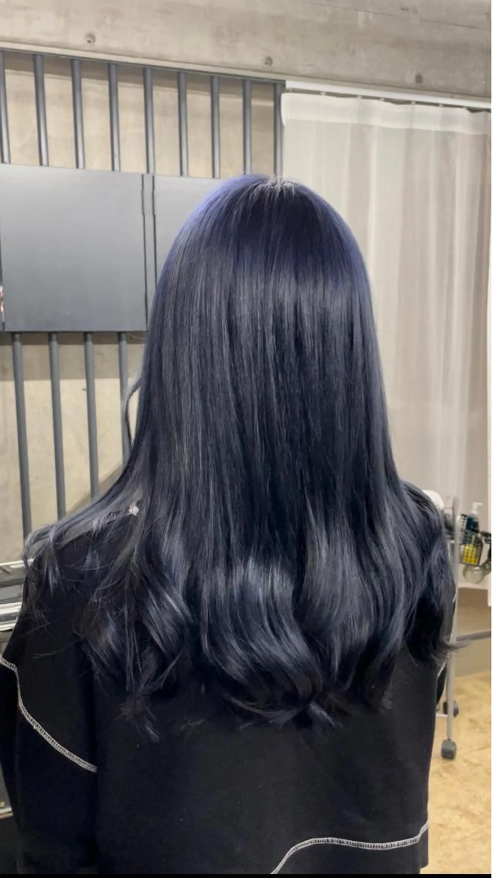 ロング カラー 黒髪 ブリーチ ブルーカラー ブルーブラック レイヤー/透明感 カラー ☽EMIRIのヘアスタイル