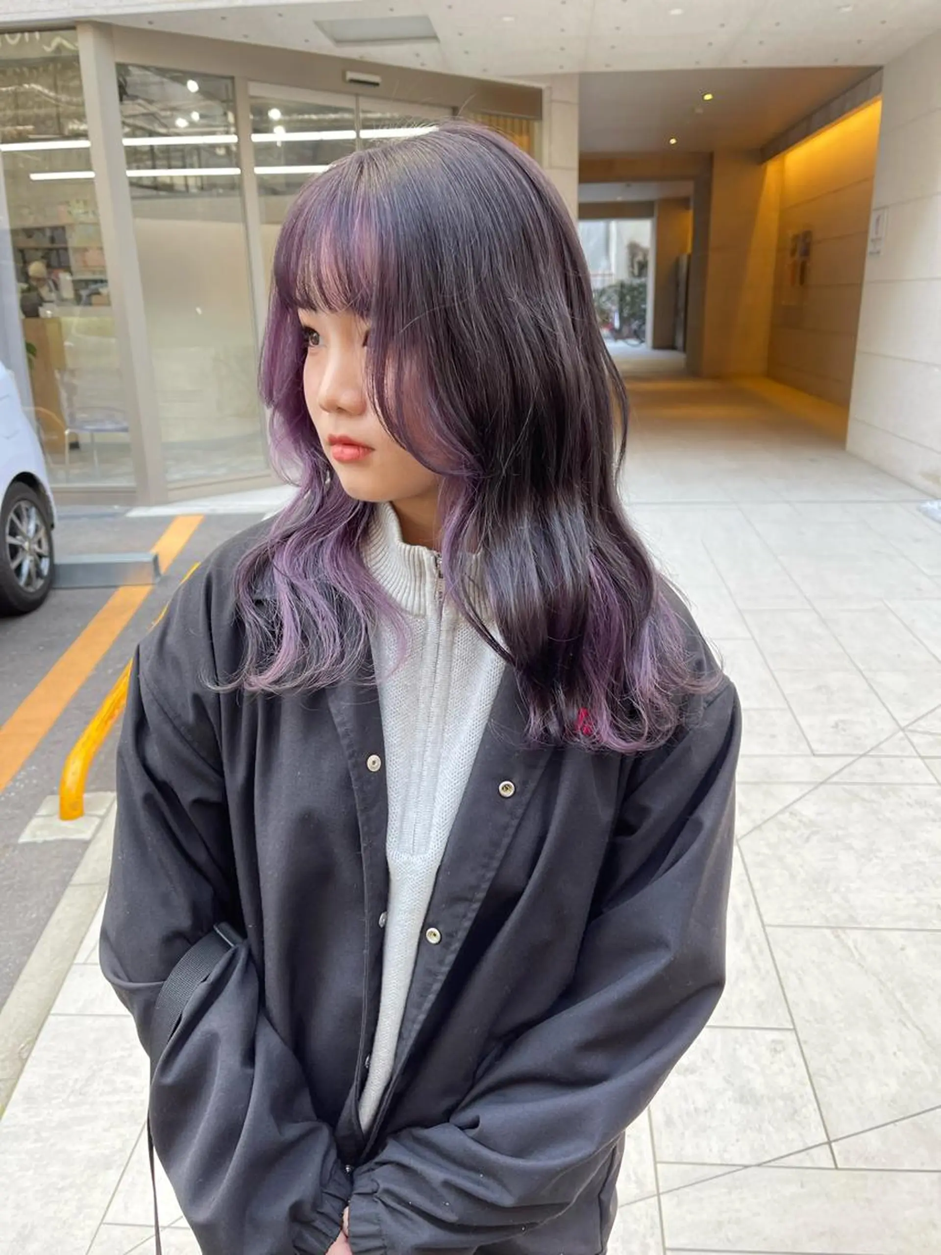 ミディアム ヘアカラー 福山 晴香のヘアスタイル