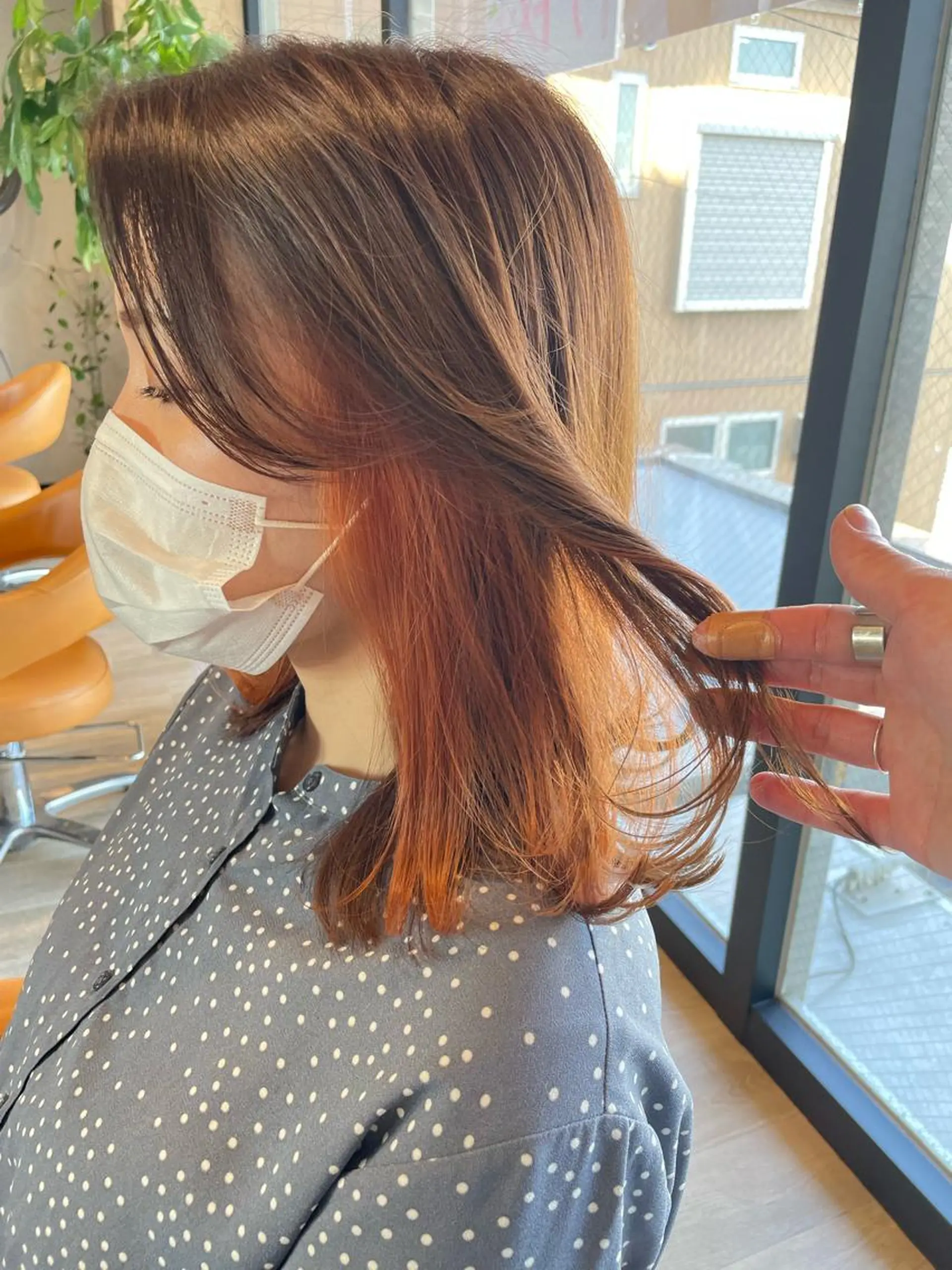 ミディアム カラー オレンジ ヘアカラー 髪質改善/ブリーチ 田代 龍我のヘアスタイル