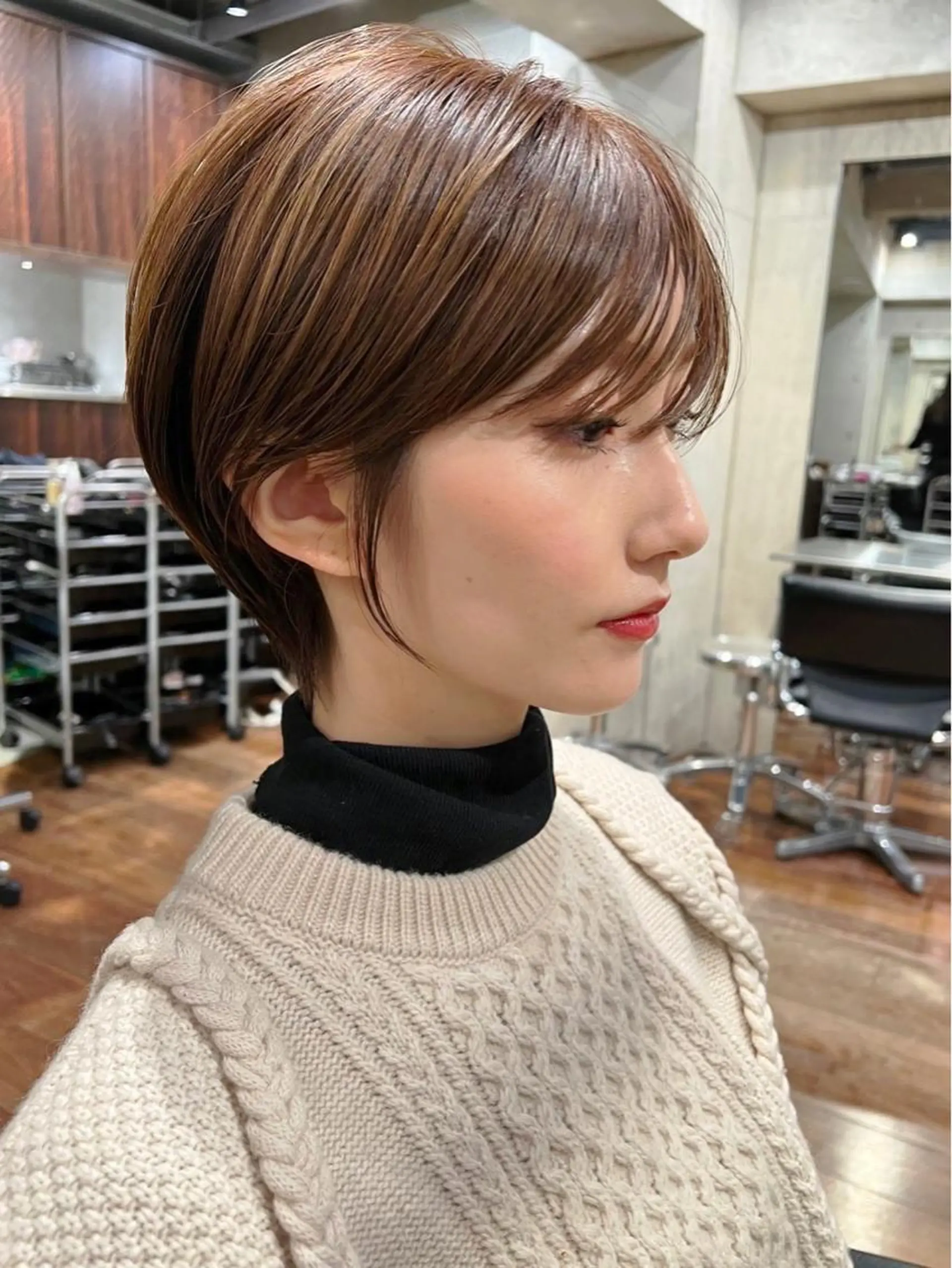 ショート カラー ショートボブ バレイヤージュ ブリーチ ケアブリーチ ダブルカラー カット ヘアカラー 横浜　店長 橋場優のヘアスタイル