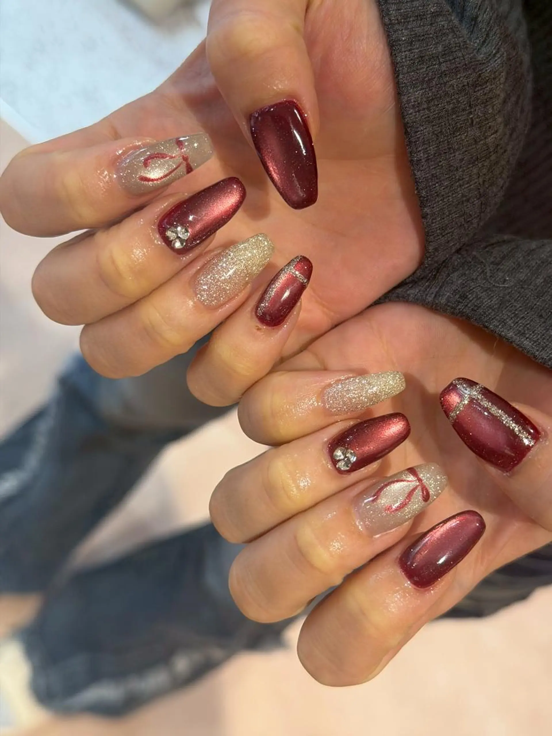 ネイル アートネイル フラッシュネイル 韓国ネイル マグネットネイル 持ち込み ハンドネイル ハンドケア Allma Nailのネイルデザイン