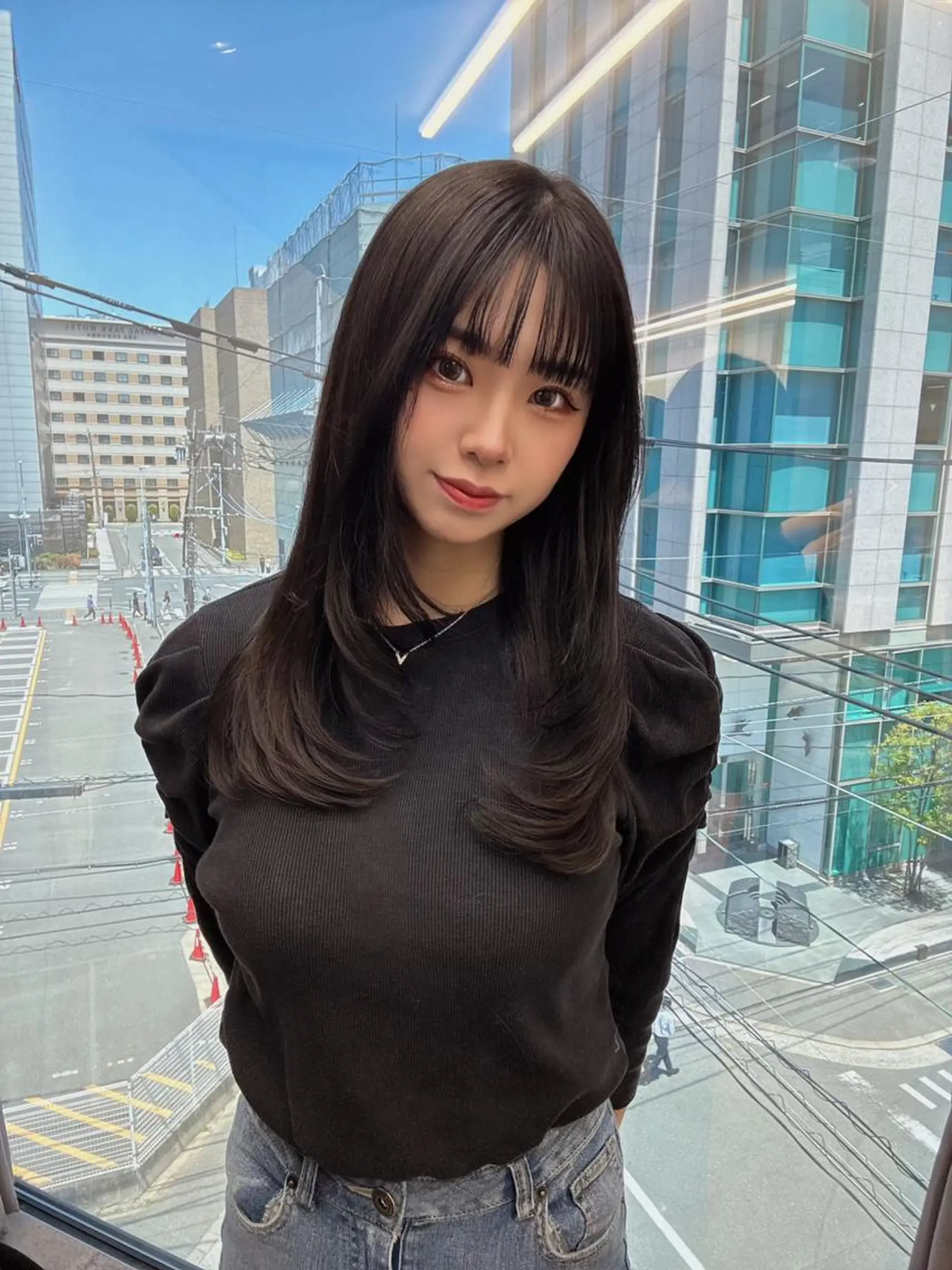 ロング パーマ 韓国風ヘア レイヤーカット 小顔カット カット 縮毛矯正 トリートメント lafit ラフィット 下大利のヘアスタイル