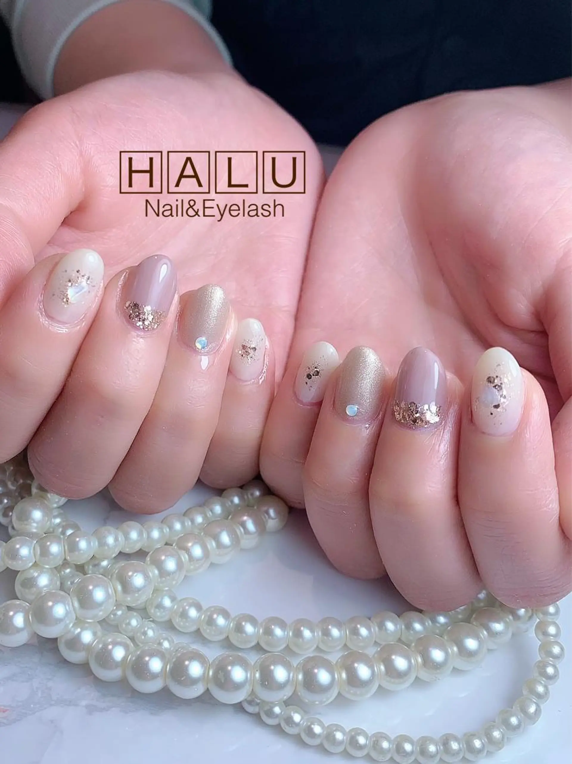 ネイル ゴールド ラメ(グリッター) HALU ハルのネイルデザイン