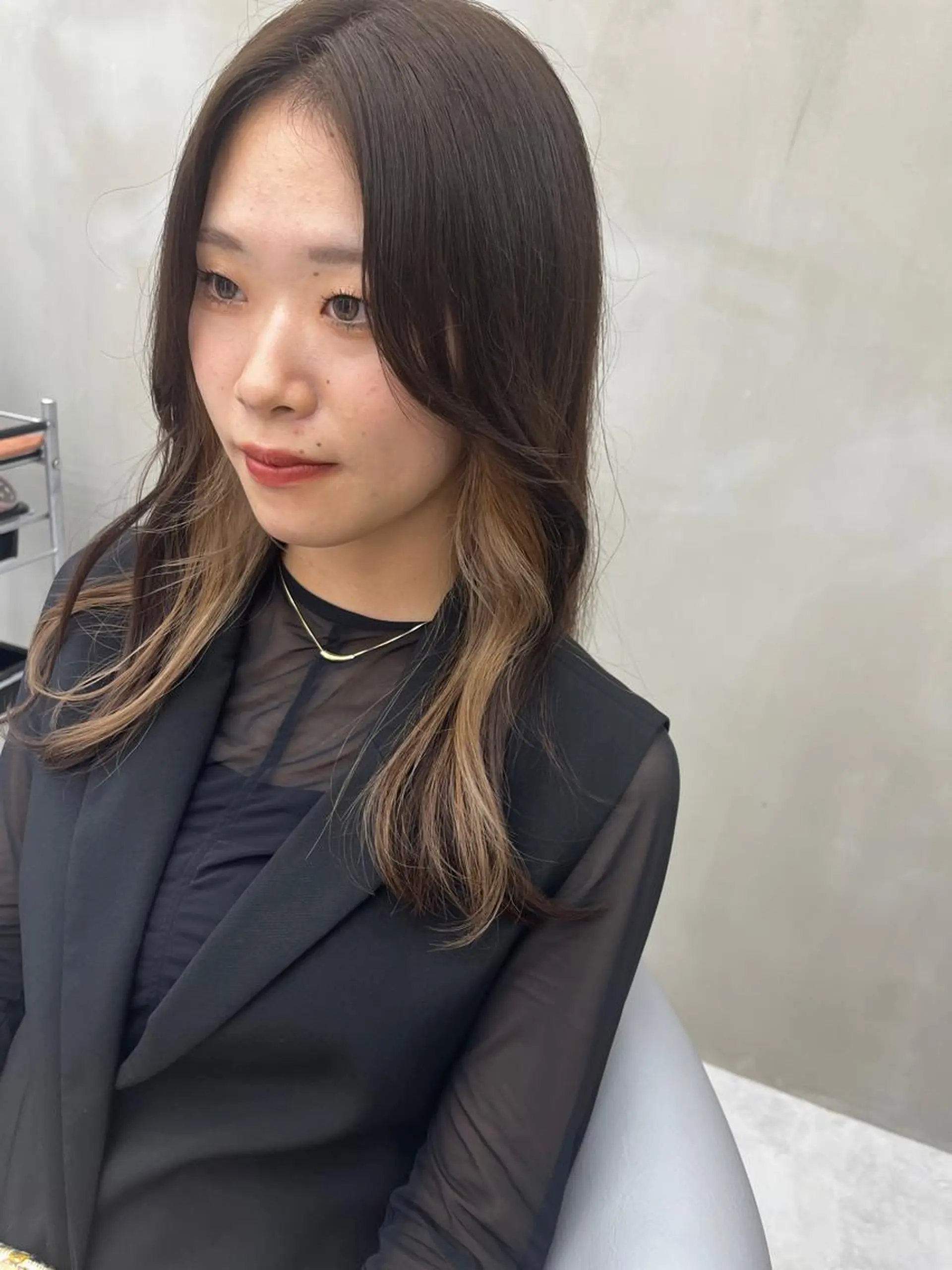 セミロング 韓国風ヘア カット ヘアカラー トリートメント Yurina 💖透明感カラー💖のヘアスタイル