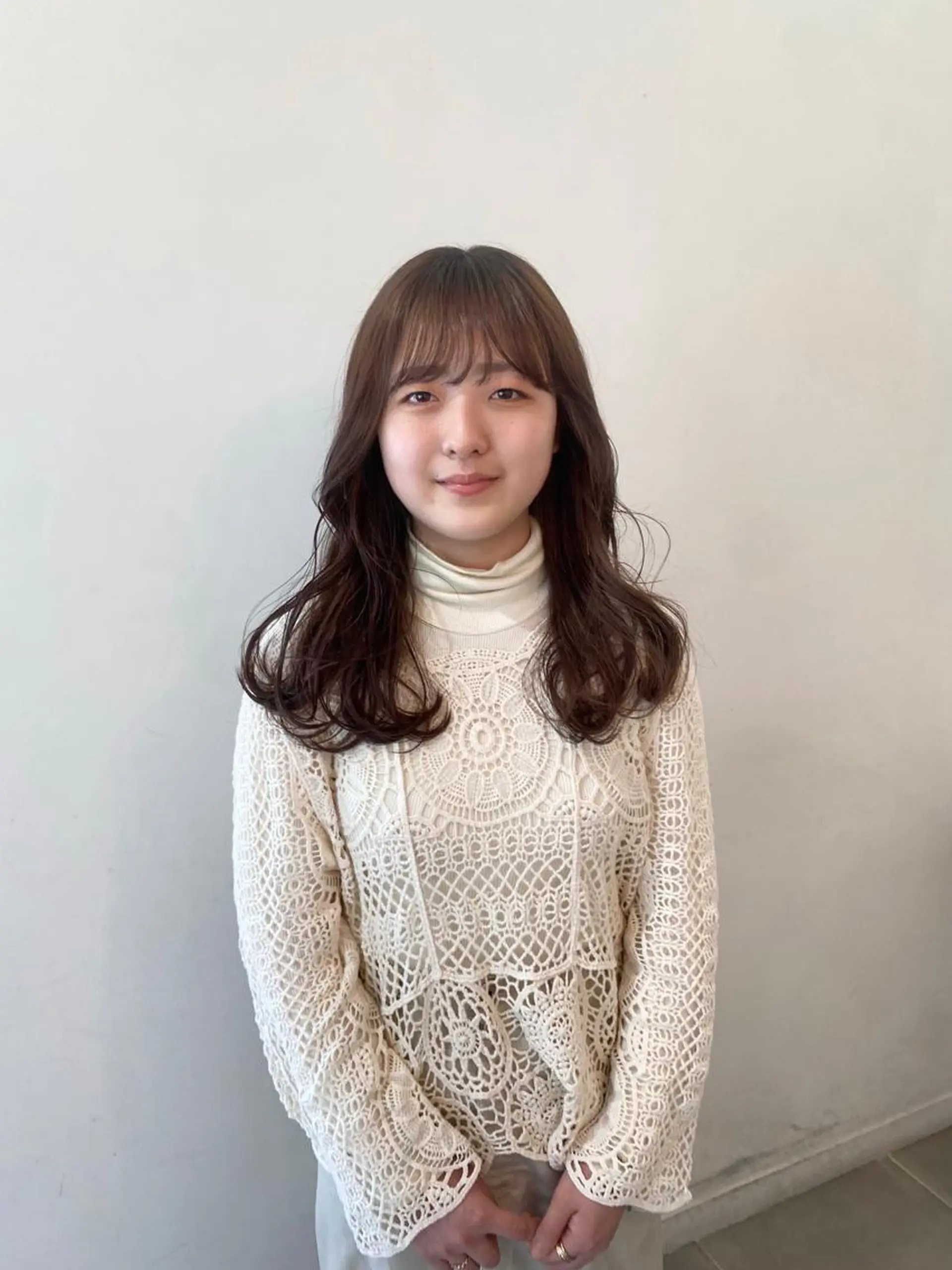 ロング カラー ベージュカラー ピンクカラー カット ヘアカラー トリートメント レイヤーカット/栄/ 顔周り/キトウモエノのヘアスタイル