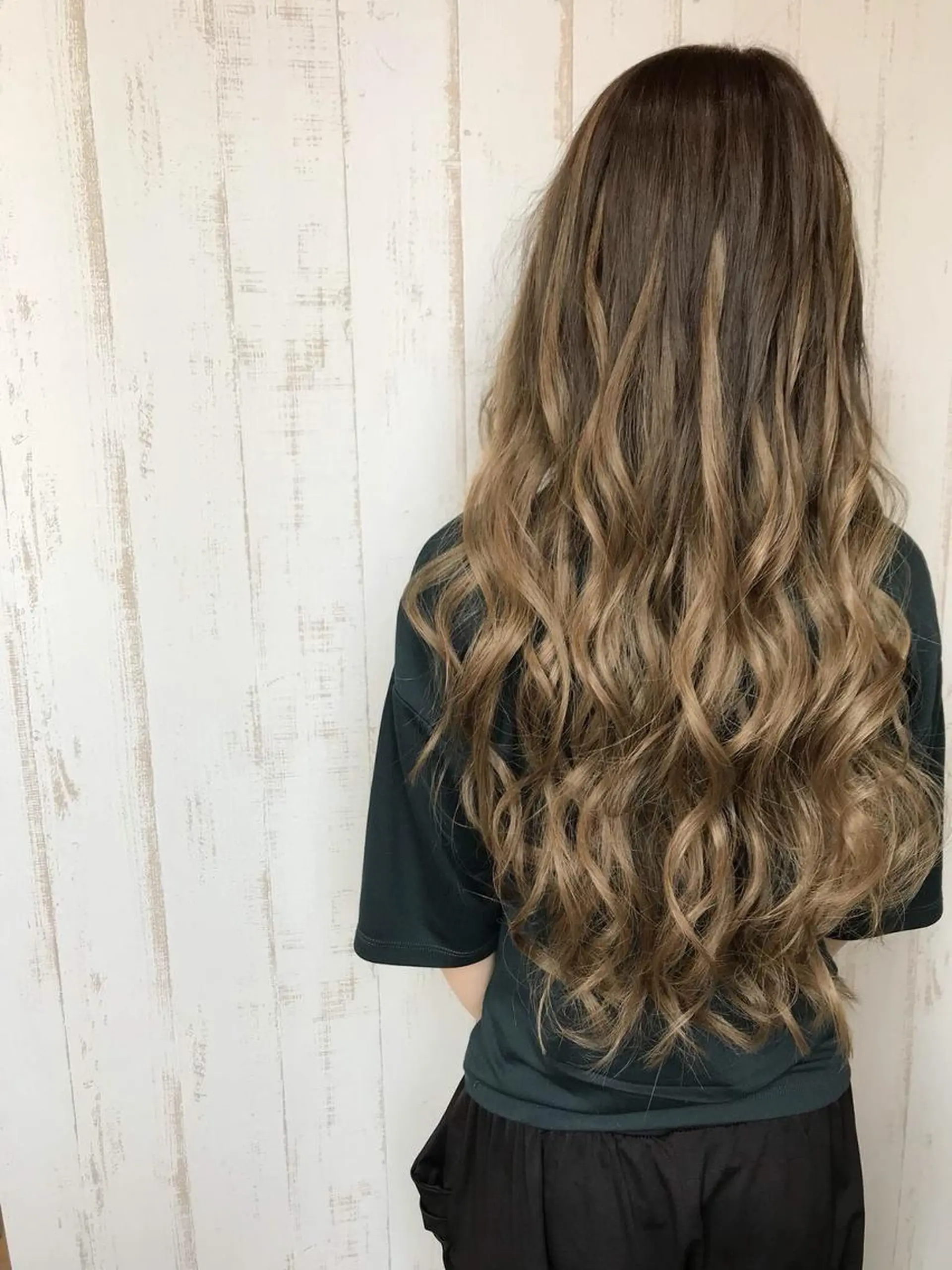 セミロング カラー パーマ チビ編み込みエクステ シールEXどぅ〜すのヘアスタイル