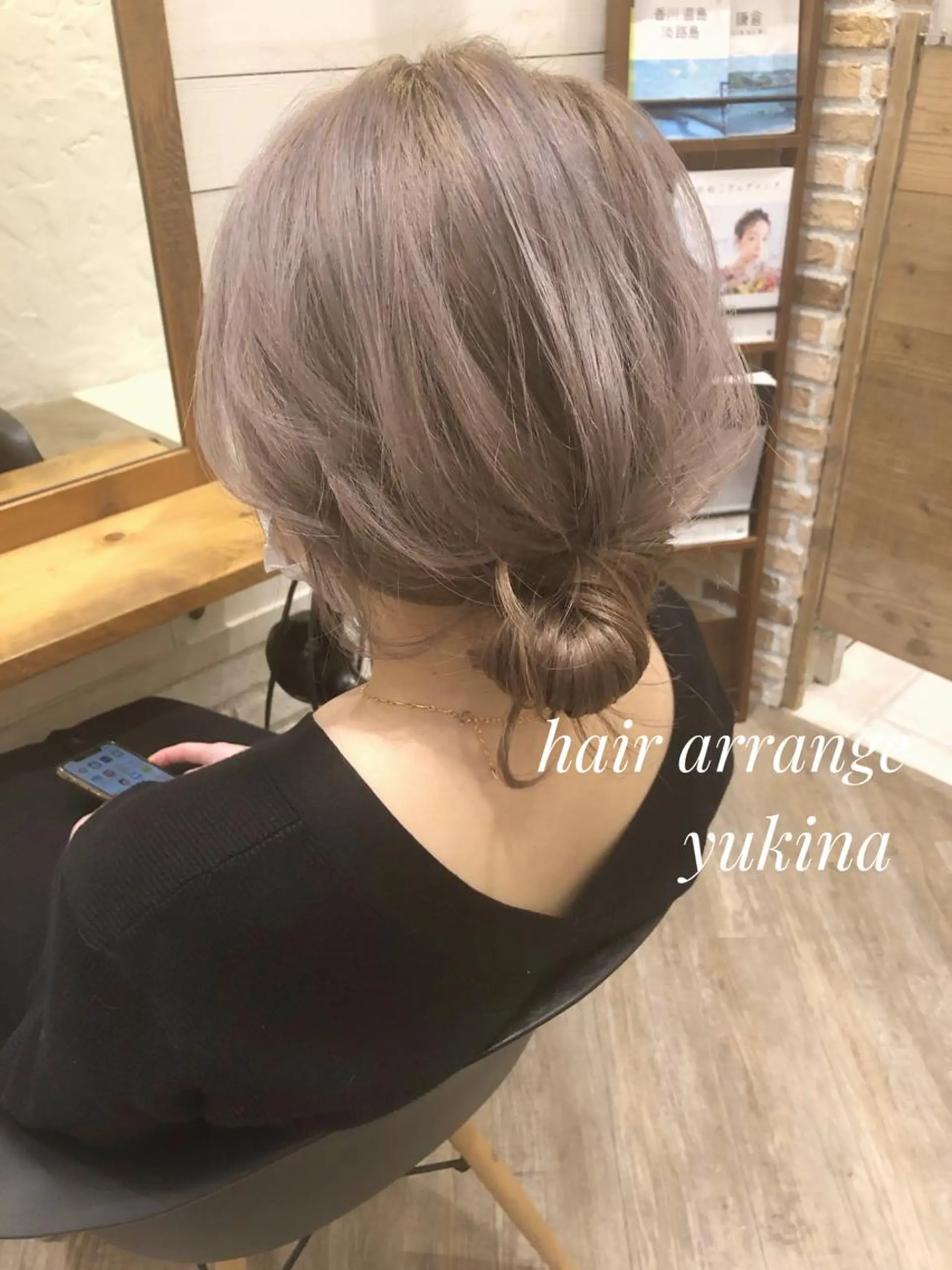 ミディアム お団子ヘア ヘアセット ✨透明感ケアカラー✨ 長野ゆきなのヘアスタイル