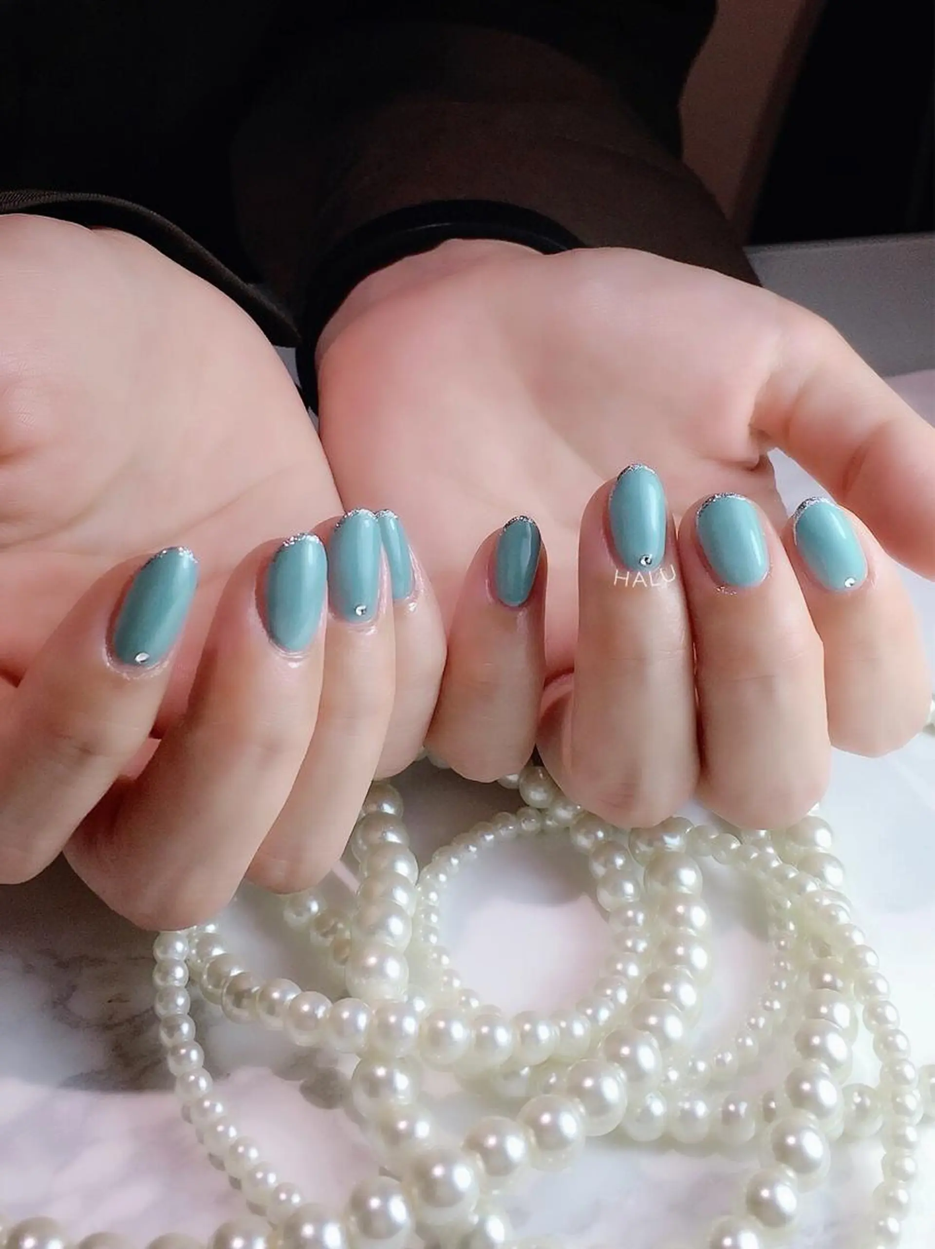ネイル ブルー シルバー HALU ハルのネイルデザイン