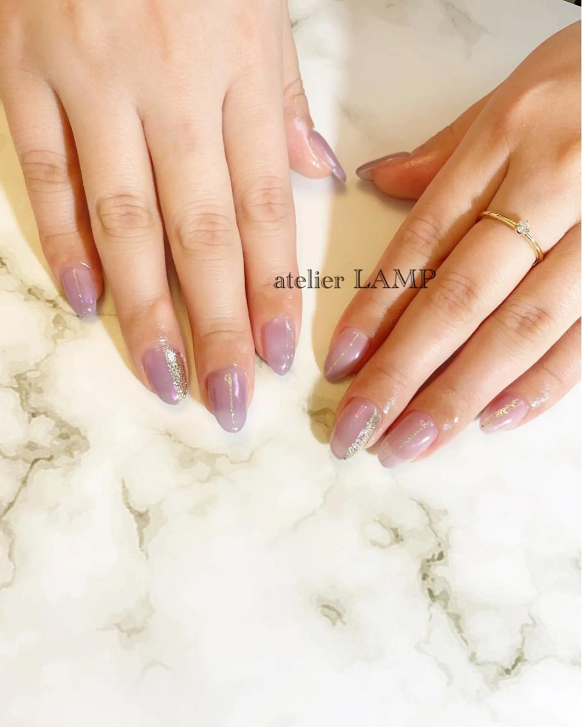 ネイル アートネイル ラメ(グリッター) オフィスネイル パープル NANA no artのネイルデザイン