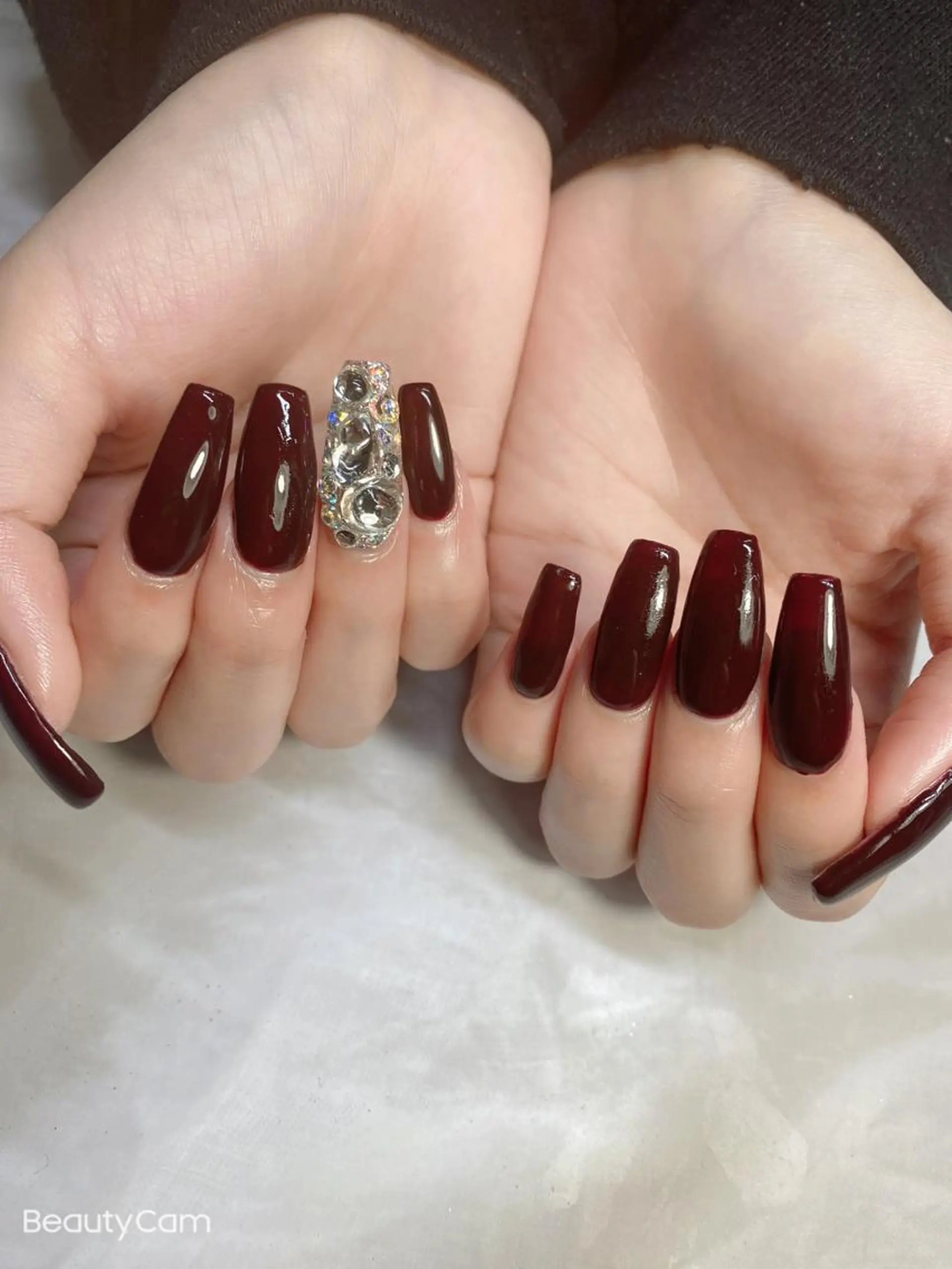 ネイル ワンカラーネイル スカルプネイル ストーンネイル RiLion💗 Risa🦋💜のネイルデザイン