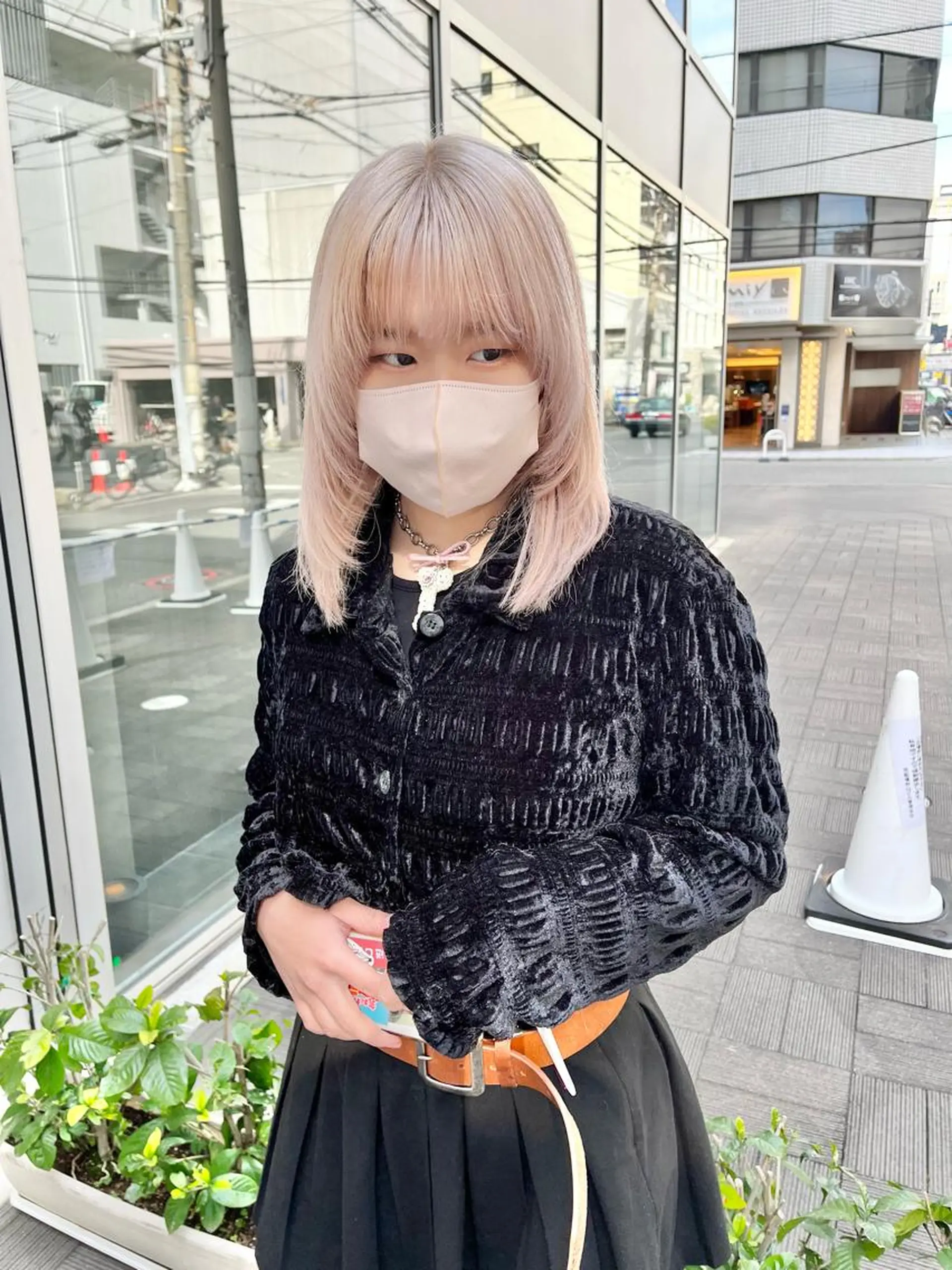 ミディアム カラー ブリーチ ブロンド ケアブリーチ ダブルカラー ハイトーンカラー ヘアカラー トリートメント ショート/パーマ/ カラー/FUKOのヘアスタイル