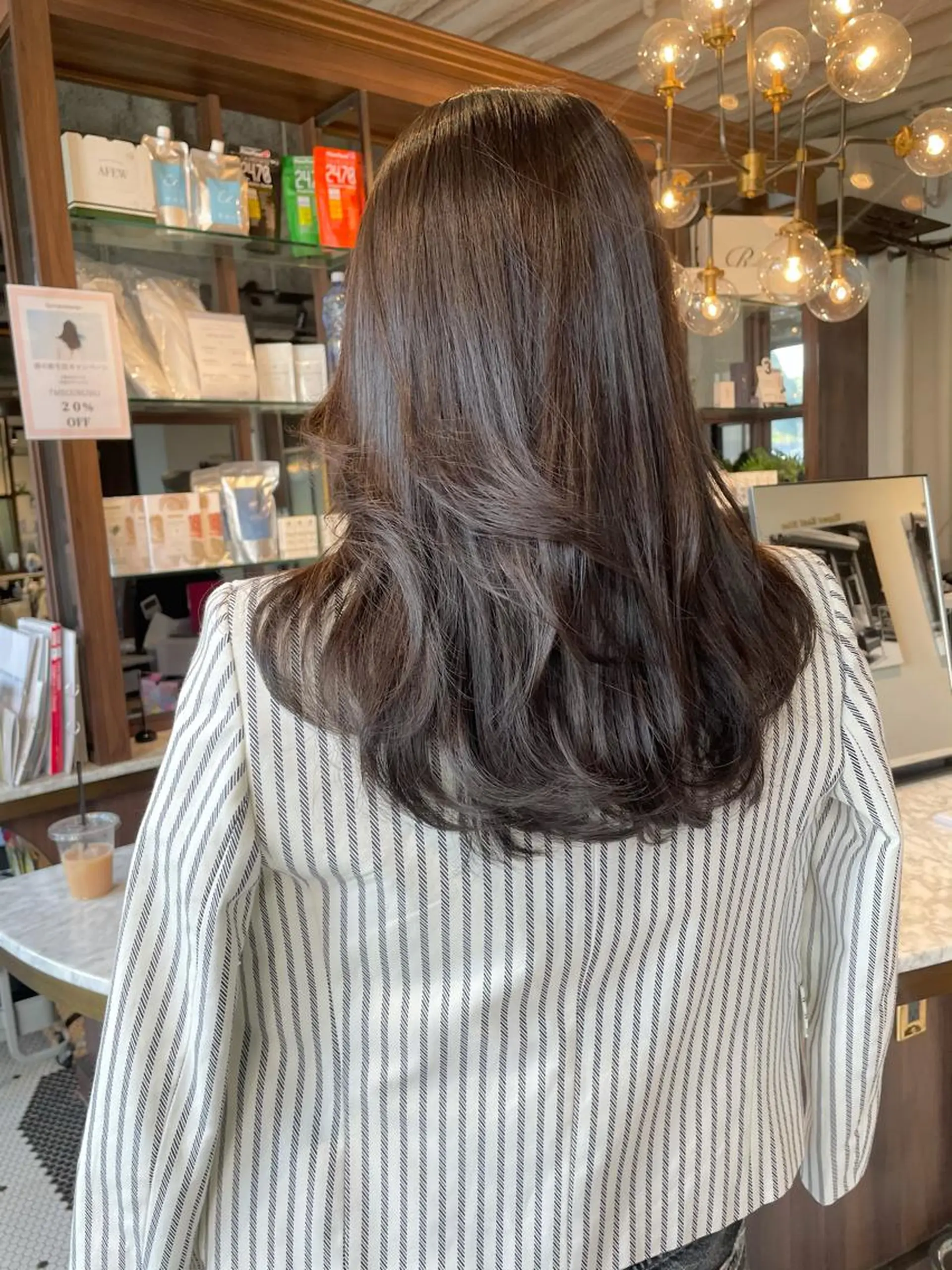 セミロング カラー レイヤーカット カット ヘアカラー トリートメント 大人レイヤー🌞海外 🌞韓国🌞濱口のヘアスタイル