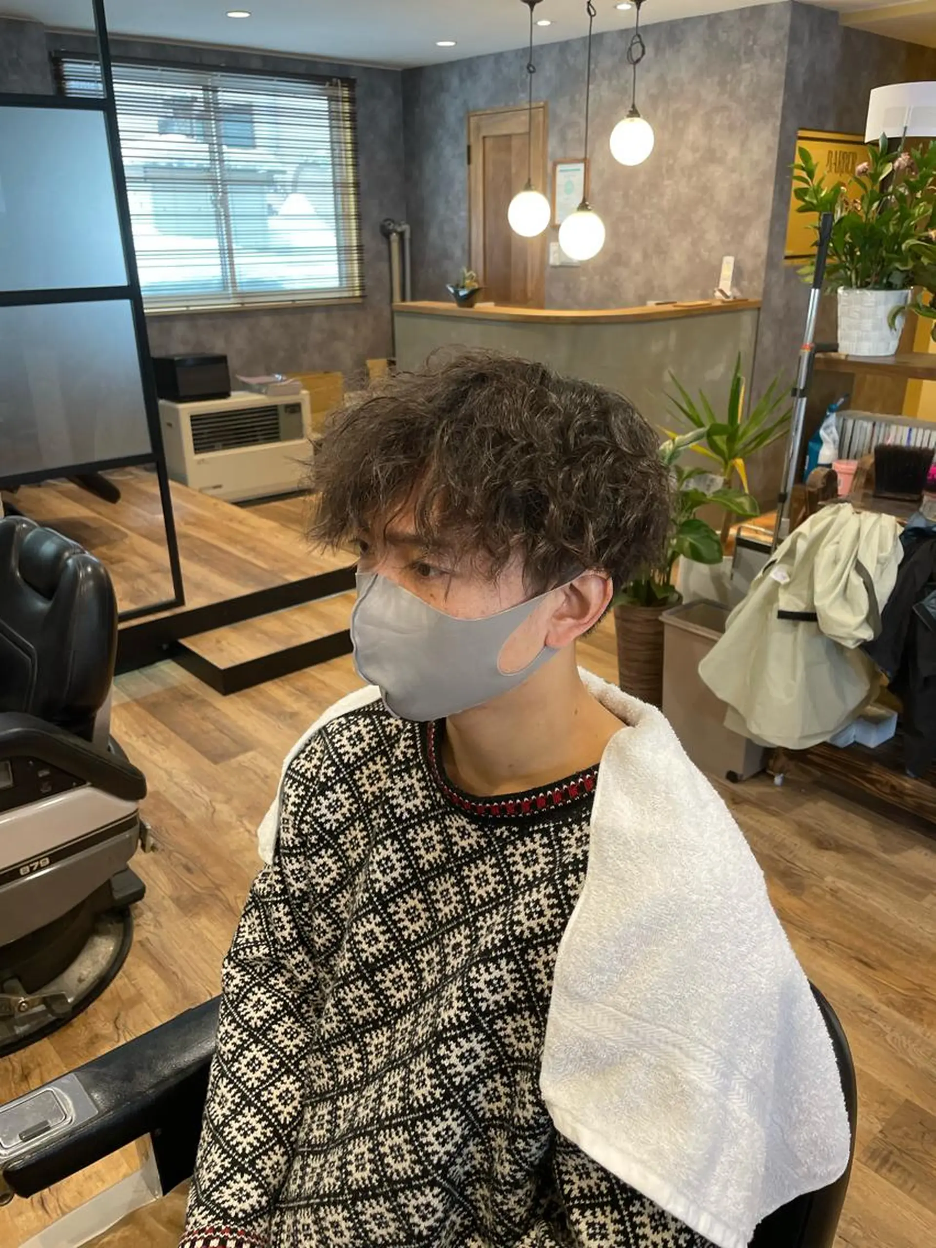 ミディアム パーマ メンズ 米田 大和のヘアスタイル