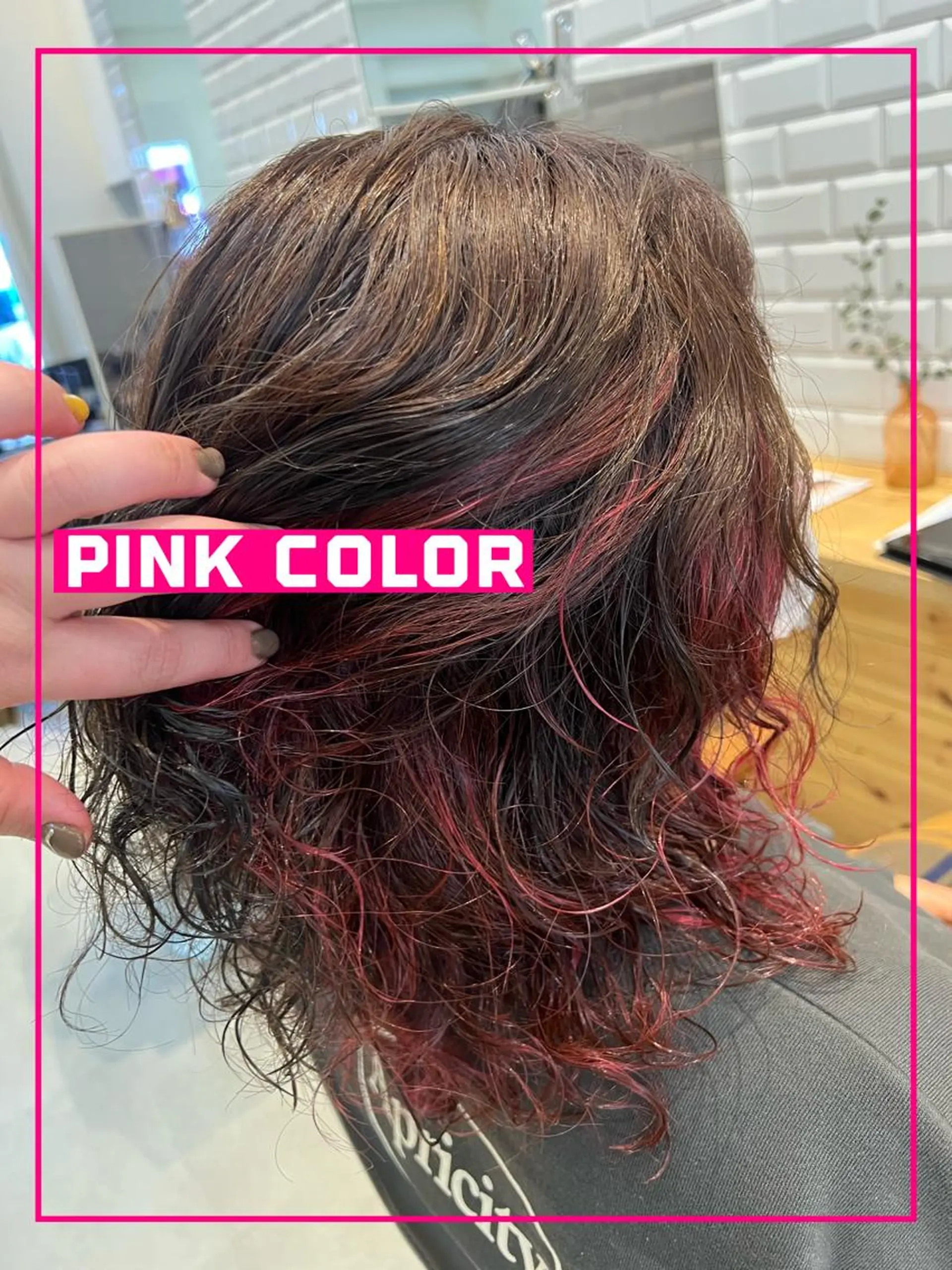 ミディアム カラー インナーカラー メッシュ ピンクカラー MATSU 🌟韓国🇰🇷のヘアスタイル