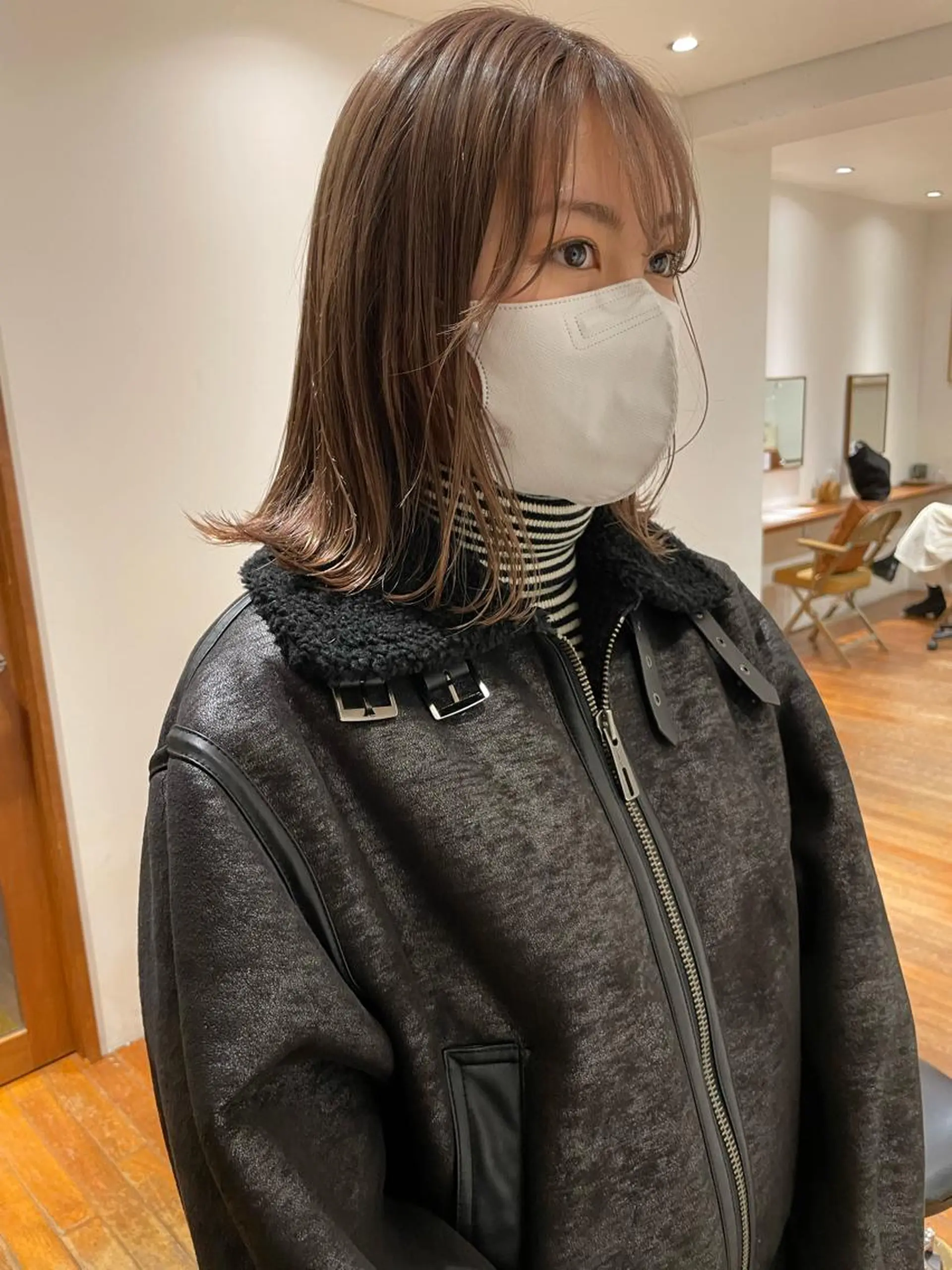 ミディアム カラー 小顔レイヤー×コンパ クトボブ/林隆平のヘアスタイル