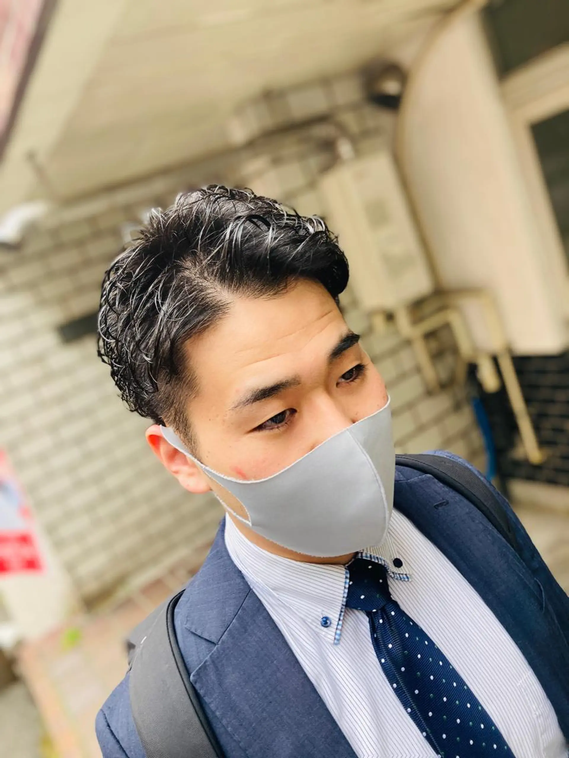 ショート パーマ メンズ ブロー東京　神田店所属・TAKUMI/銀座/ ビジネス/フェードのヘアスタイル