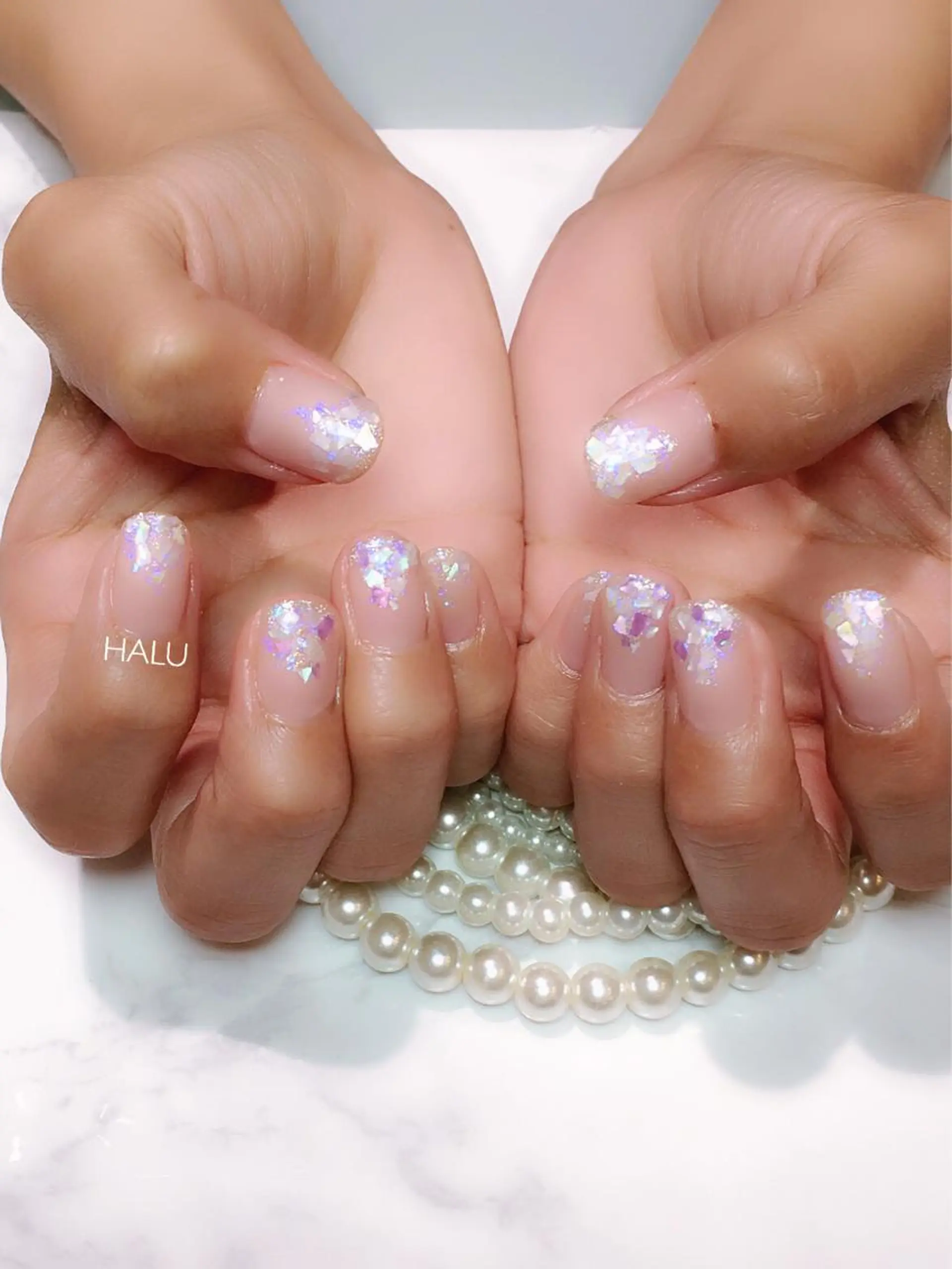 ネイル フレンチネイル ストーンネイル HALU ハルのネイルデザイン