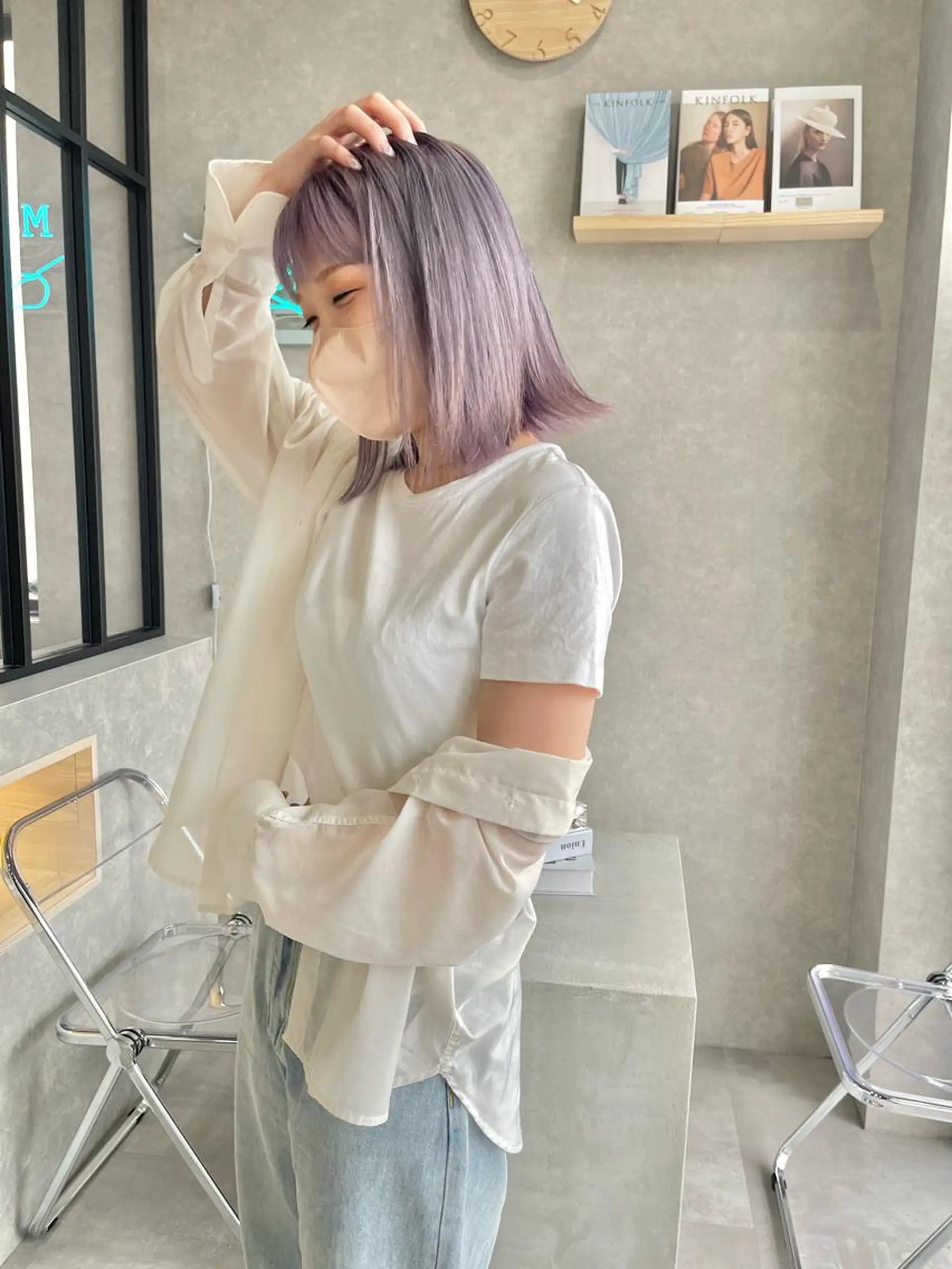 ミディアム カラー カット ヘアカラー トリートメント 一ノ瀬 暁のヘアスタイル