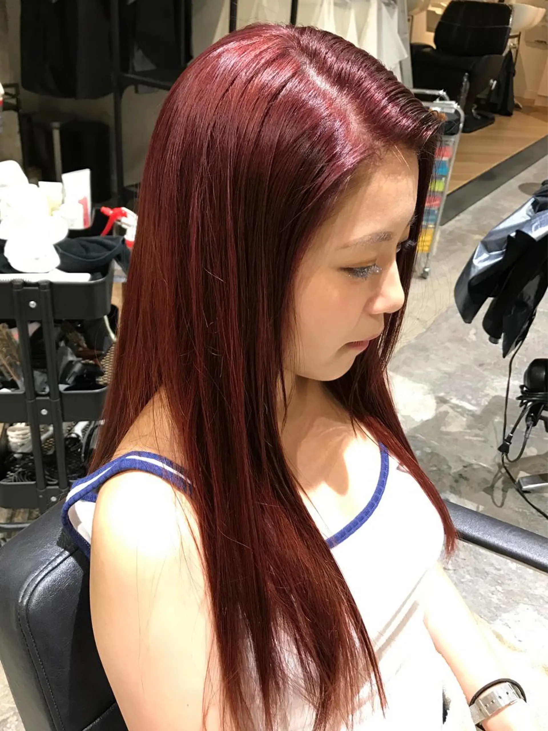 ロング カラー メンズ メンズブリーチ ブリーチ イルミナカラー レッドカラー KEN KENのヘアスタイル