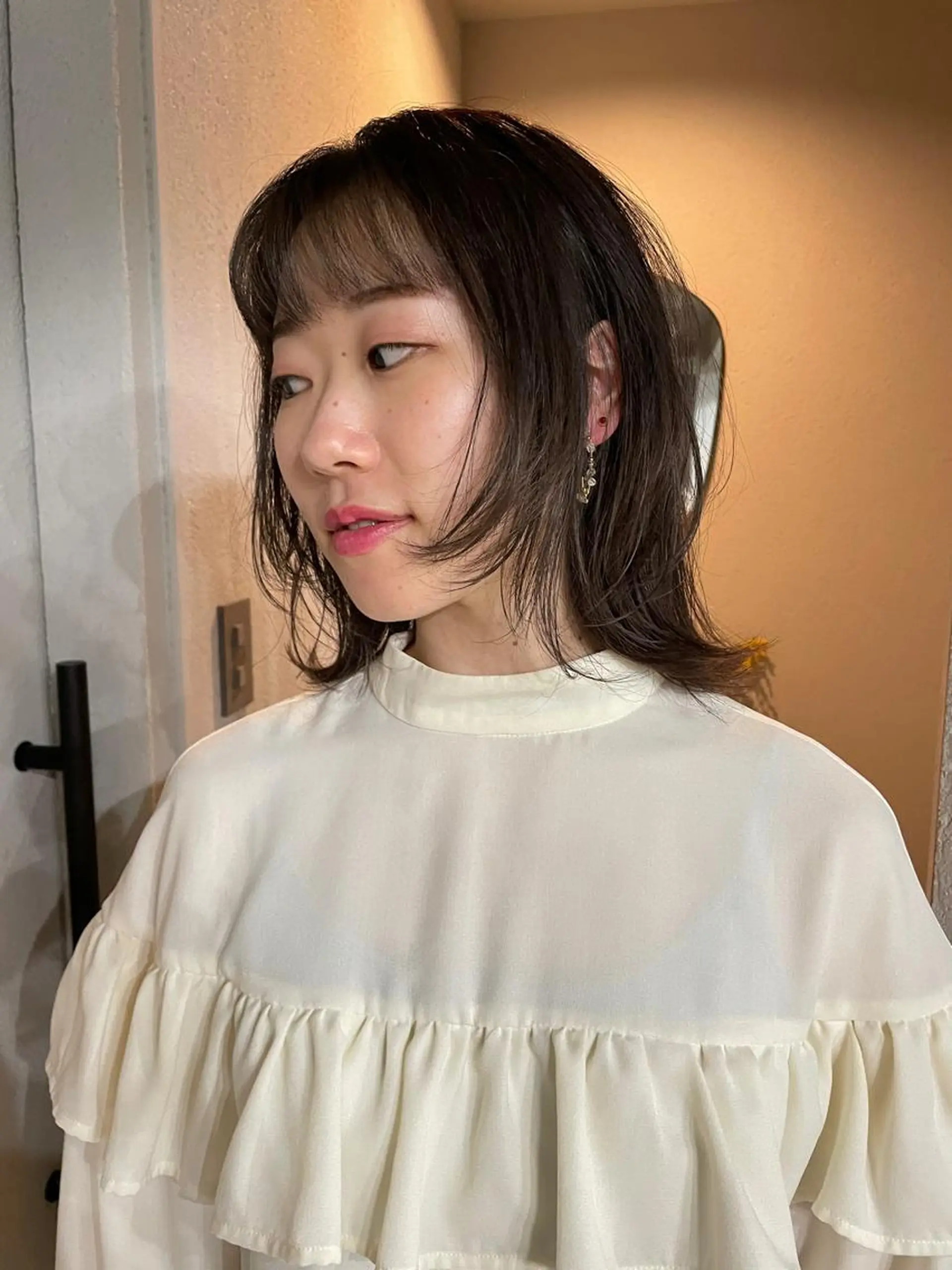 ミディアム カラー ベージュカラー ブラウンカラー ブラウンベージュ 吉田一輝 外国人パーマのヘアスタイル