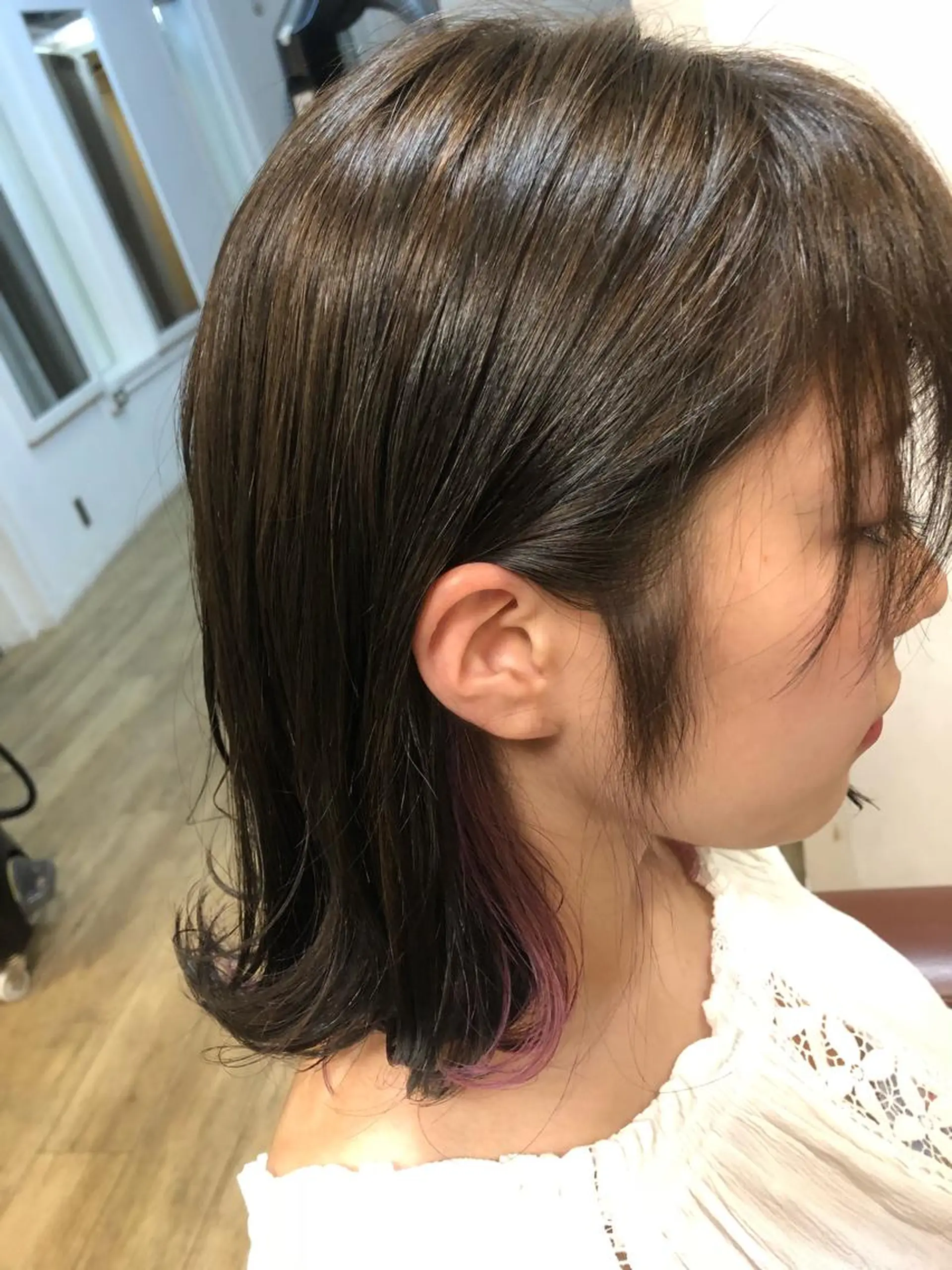 ミディアム カラー インナーカラー ラベンダーカラー ラベンダーピンク ピンクカラー 西村 有紗のヘアスタイル