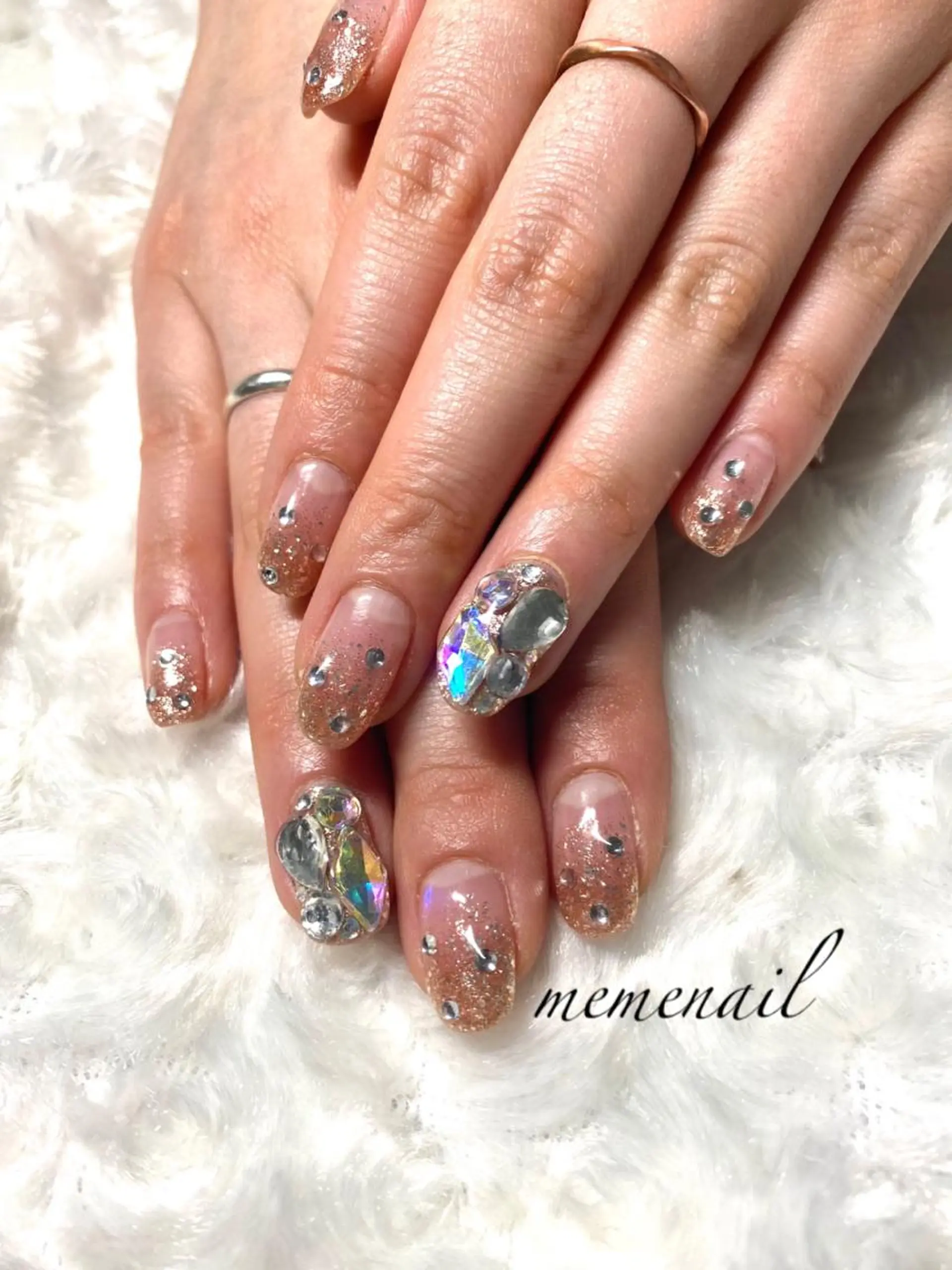 ネイル ラメ(グリッター) ラメグラデーション 持ち込み ストーンネイル ハンドネイル Noguchi Megumiのその他イメージ