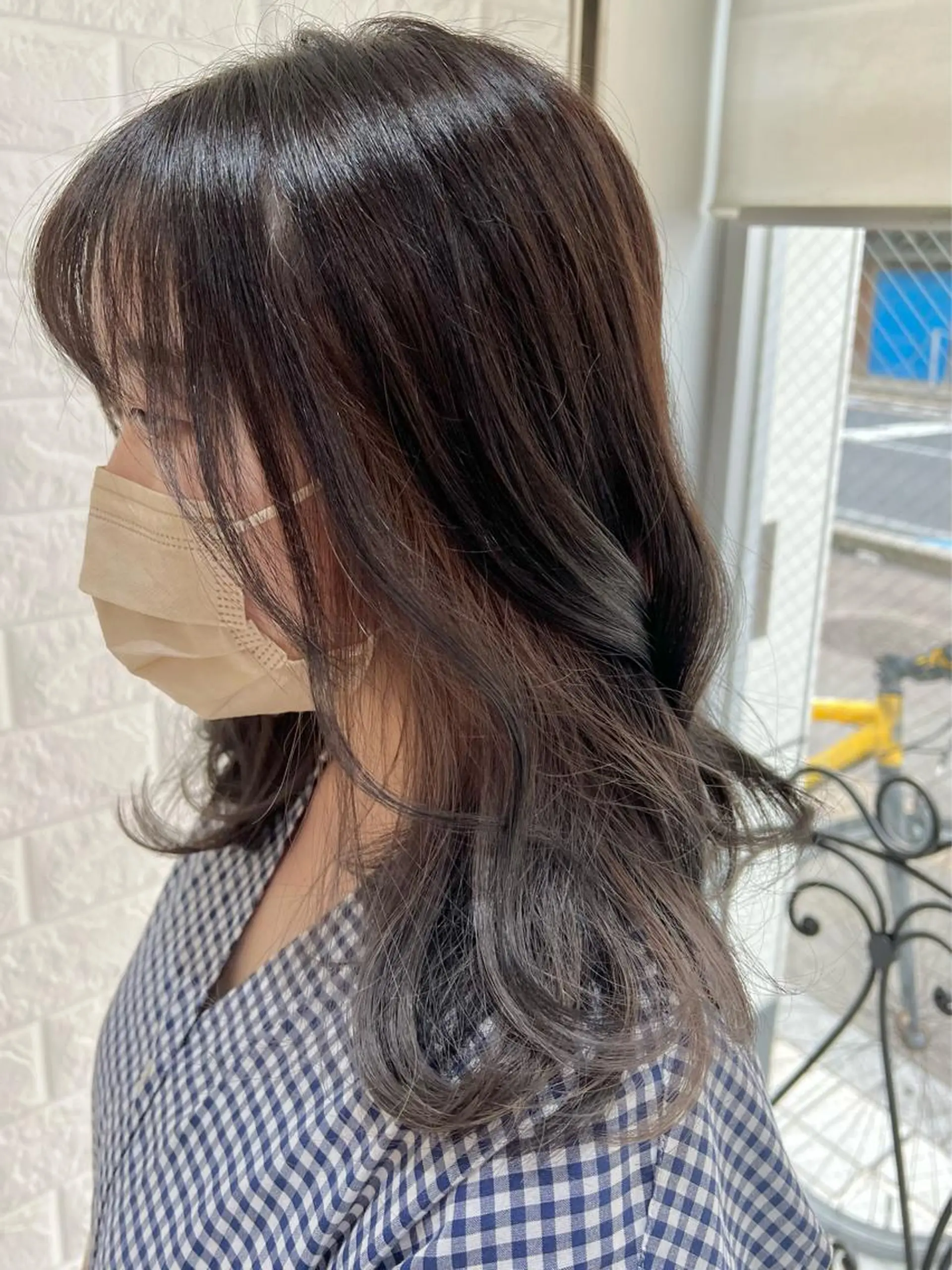 セミロング カラー ベージュカラー ブリーチ イヤリングカラー グレージュ インナーカラー ヘアカラー トリートメント 韓国ヘア ♡tomimaのヘアスタイル