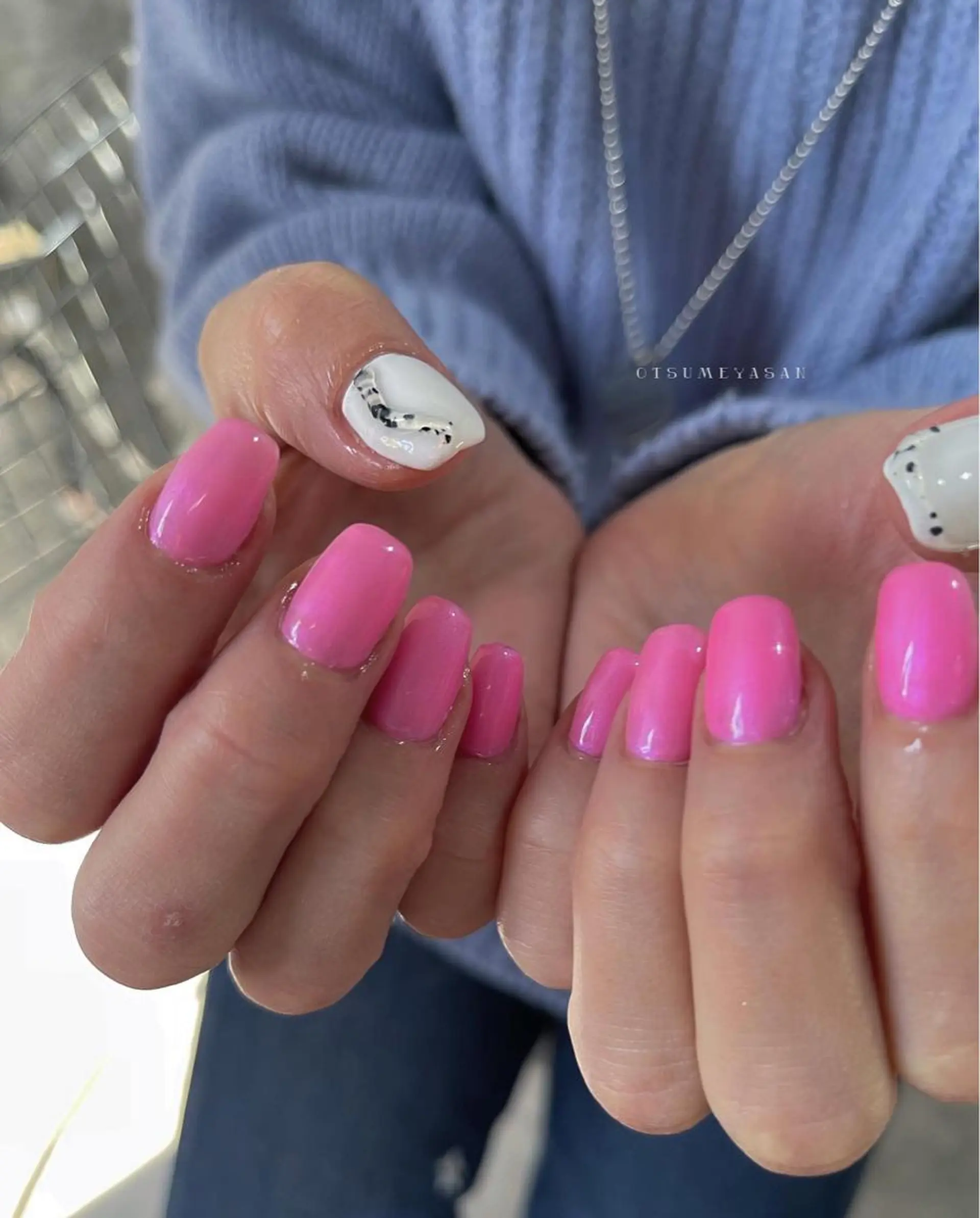 ネイル ブルー ジェルネイル 韓国ネイル マグネットネイル ミラーネイル わたなべ ちかのネイルデザイン