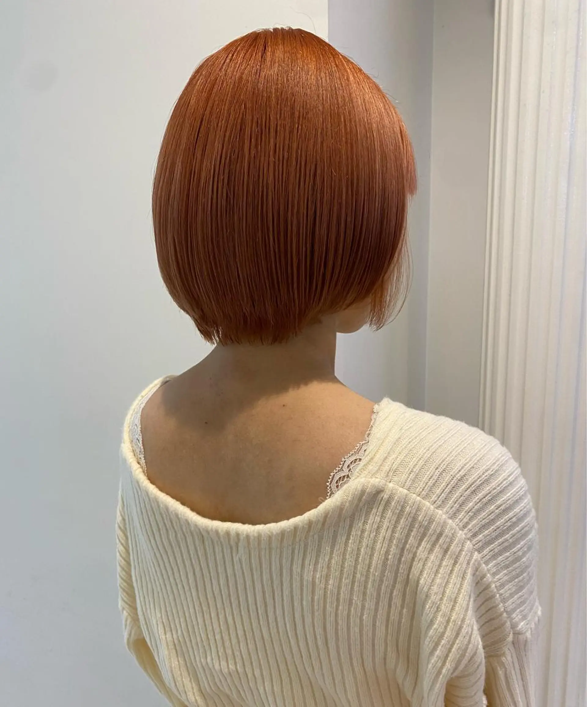 ショート カラー ショートボブ オレンジ ボブ ショートヘア 宇佐美 朋香のマツエク・マツパデザイン