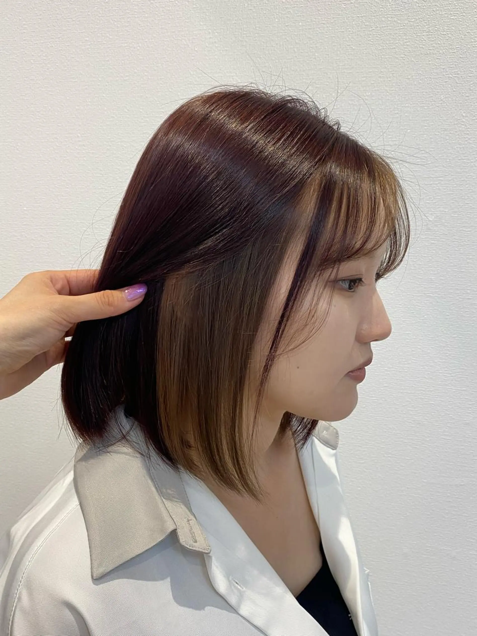 ミディアム レッドブラウン ヘアカラー maki💖 レイヤー/髪質改善のヘアスタイル