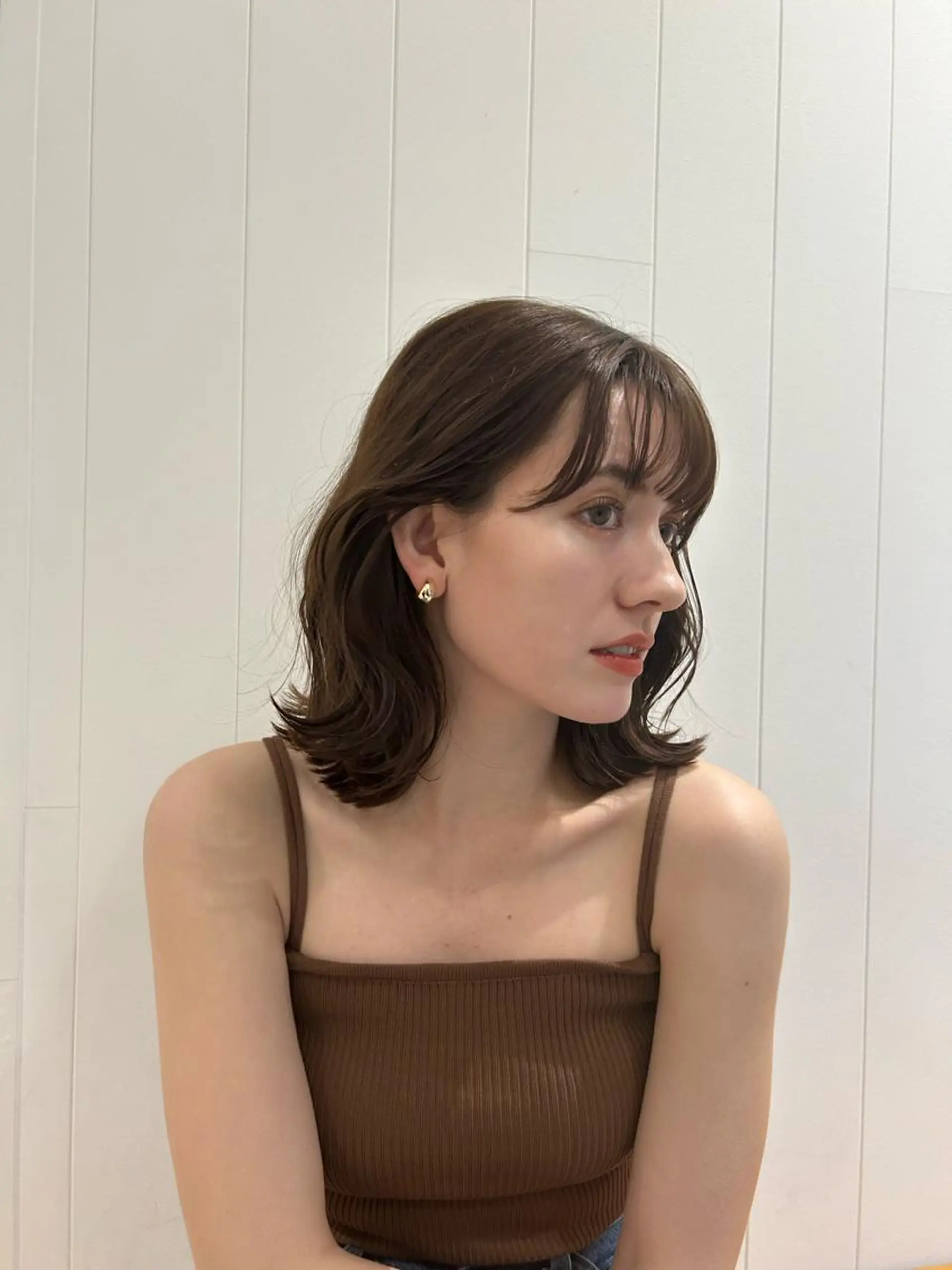 セミロング カラー カット ヘアカラー トリートメント 顔周り/レイヤー 🤍マリノのヘアスタイル