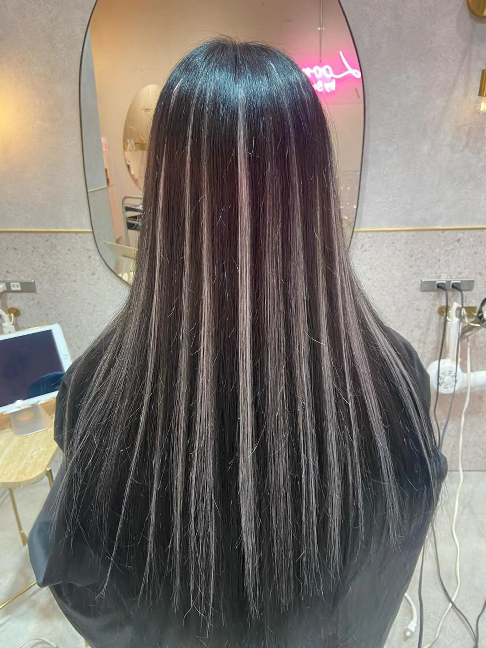 ロング シールエクステ エクステ ハイライト 新宿/韓国ヘア 中明度カラー/かやのヘアスタイル