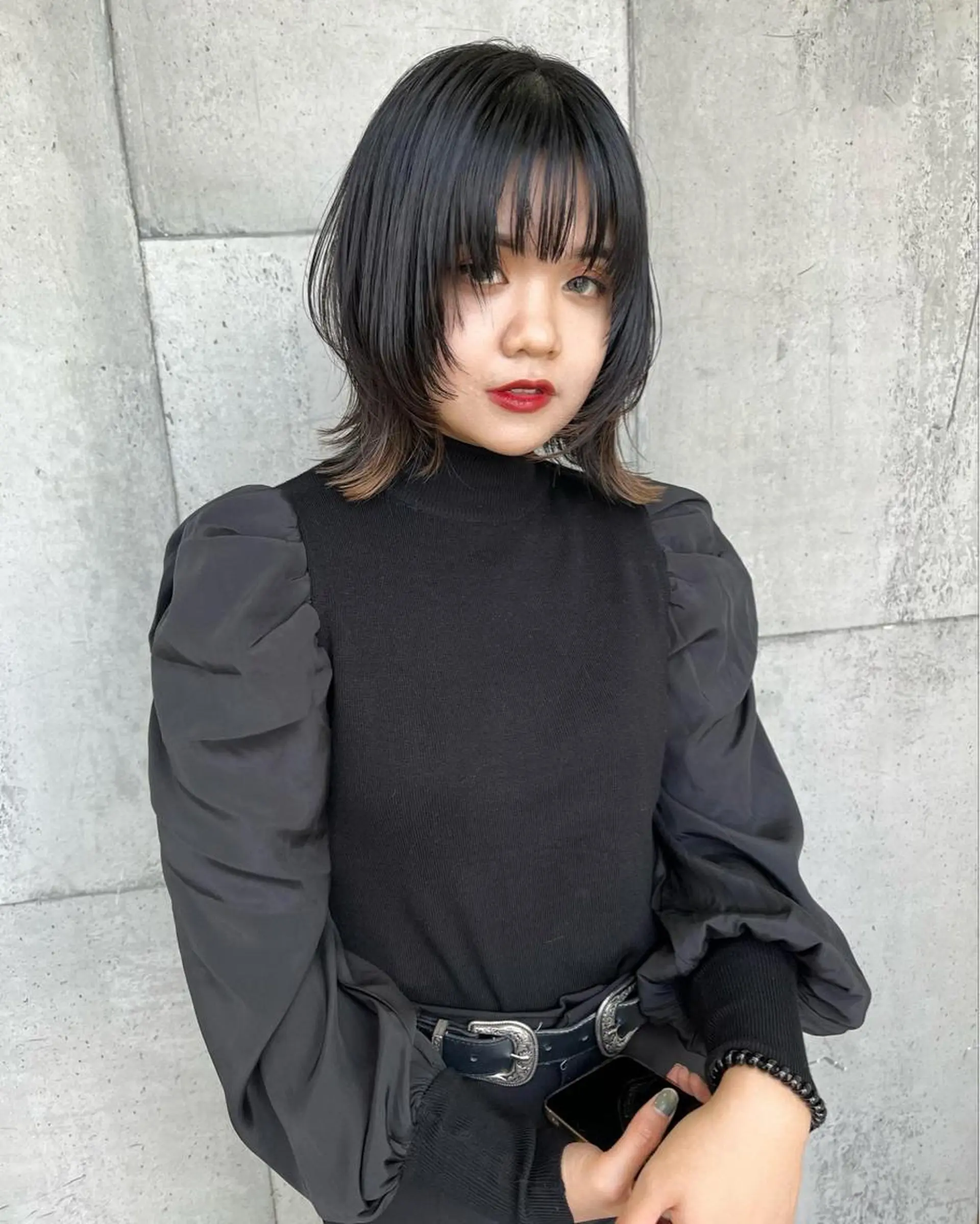 ミディアム カラー ヘアアレンジ ボブ くびれヘア レイヤーカット ウルフカット ウルフレイヤー 東 寛道のヘアスタイル