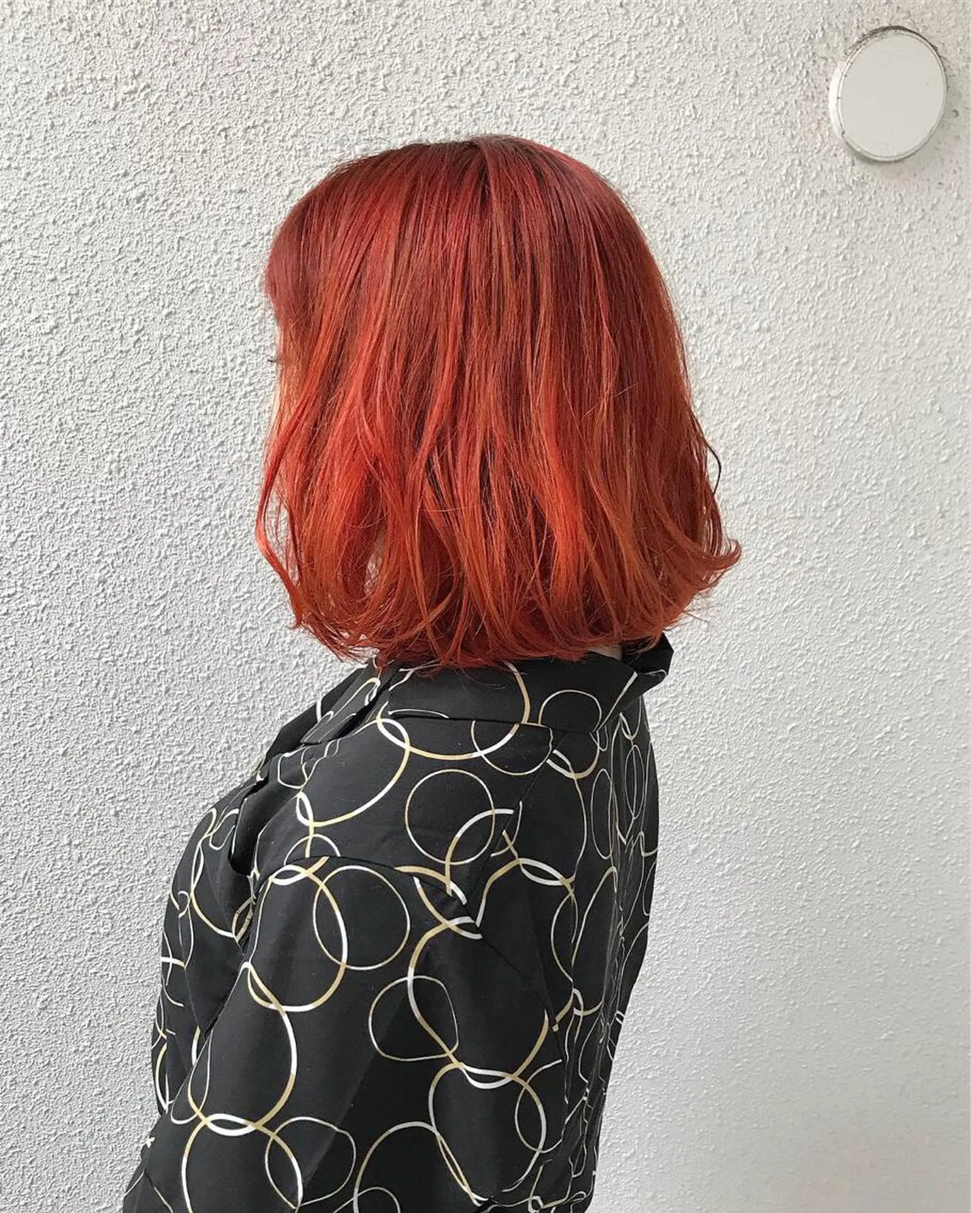 ショート カラー ブリーチ オレンジ レッドカラー インナーカラー/天神 ブリーチ/吉田のヘアスタイル