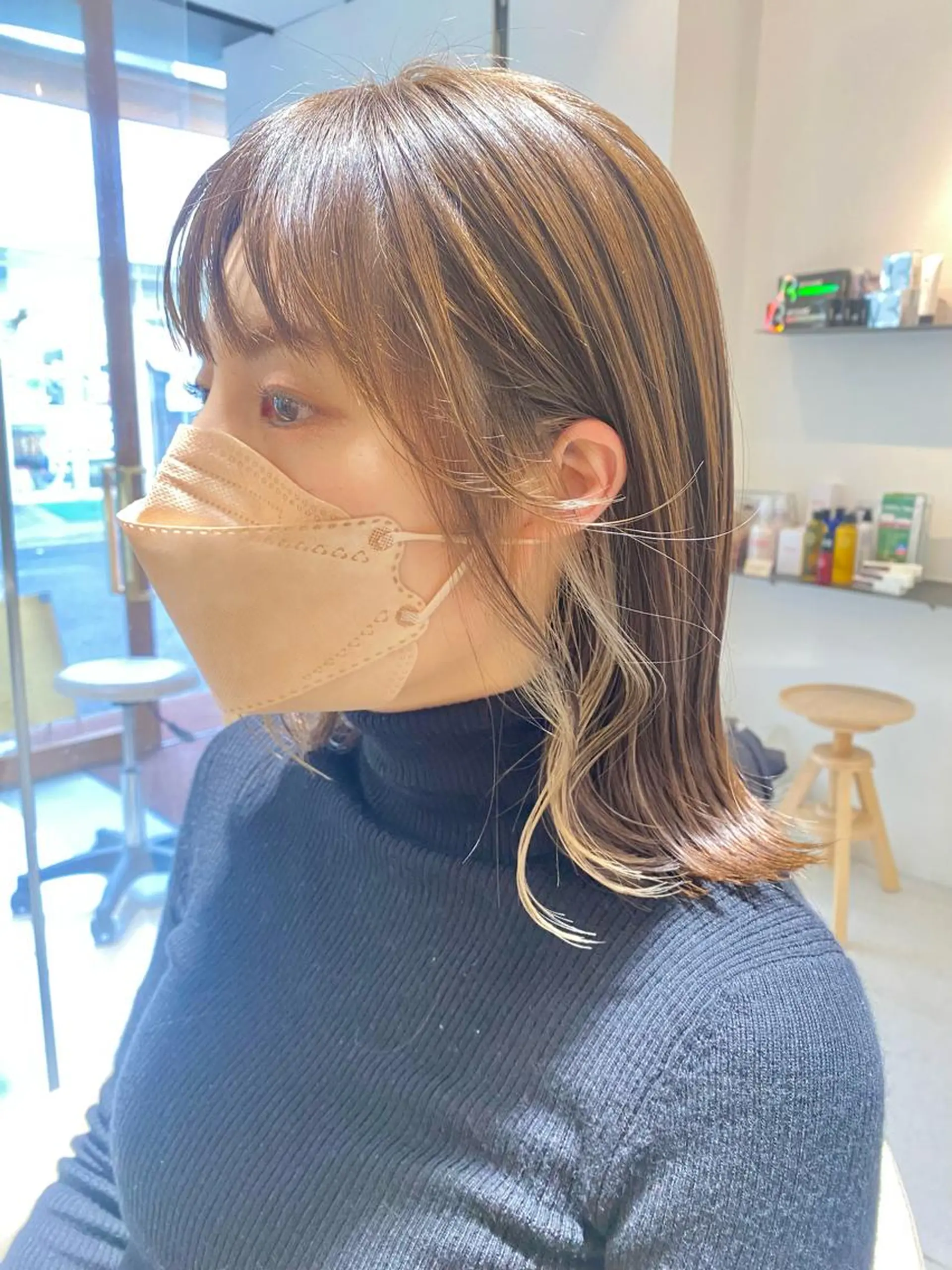 ミディアム カラー 安永 涼のヘアスタイル