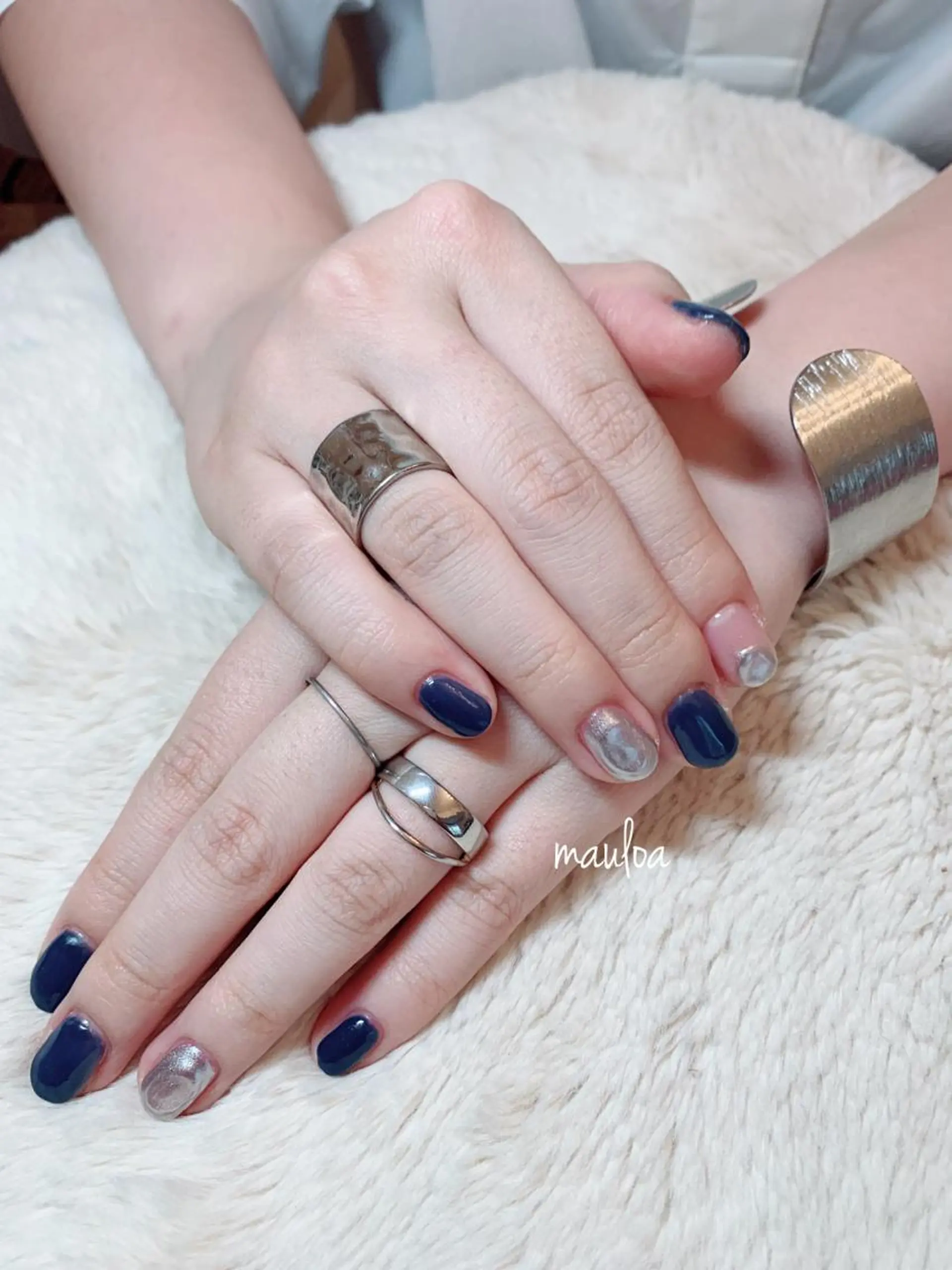 ネイル ブルー ニュアンスネイル パープル シルバー pipi ..のネイルデザイン