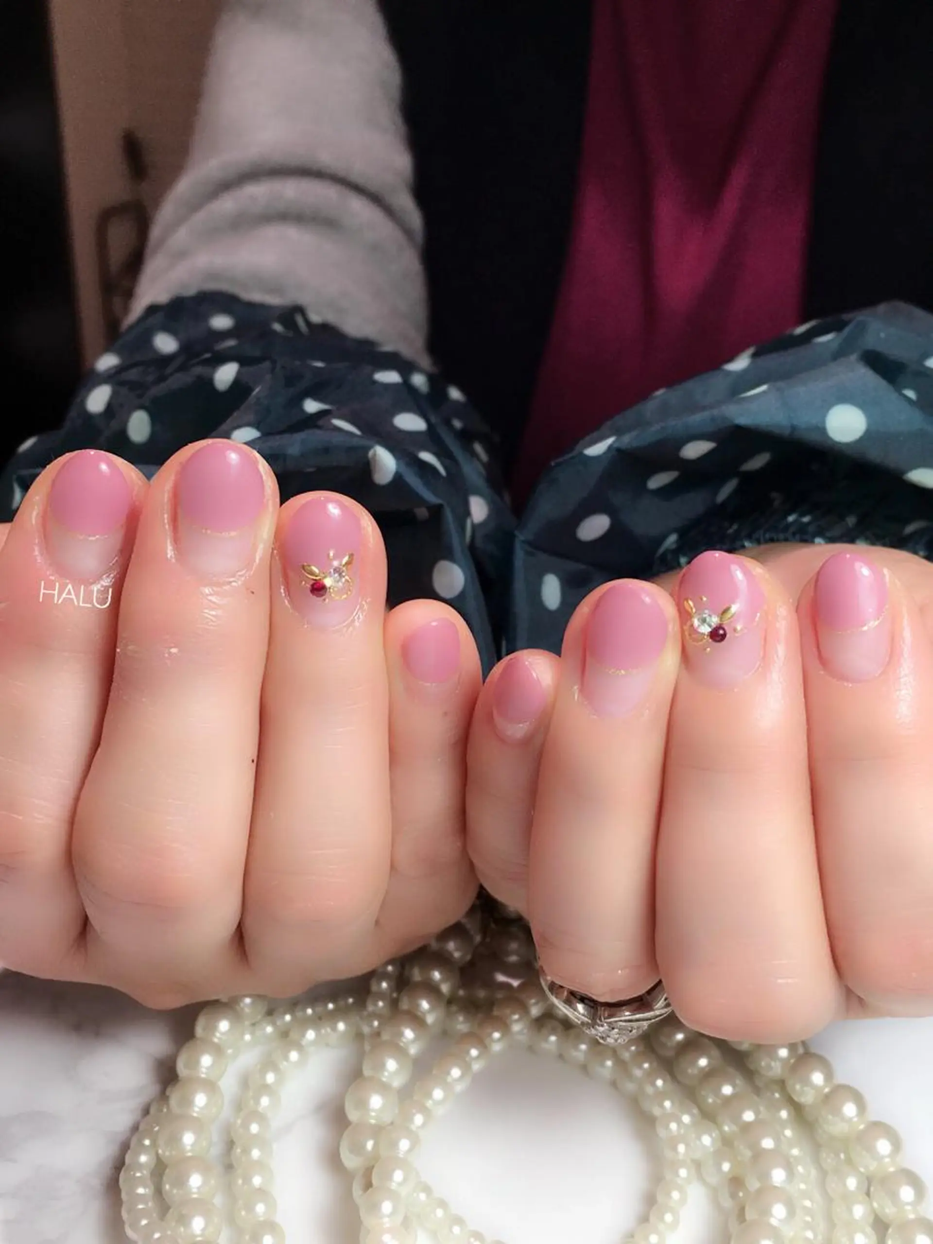 ネイル フレンチネイル ピンク シンプルネイル 春ネイル HALU ハルのネイルデザイン