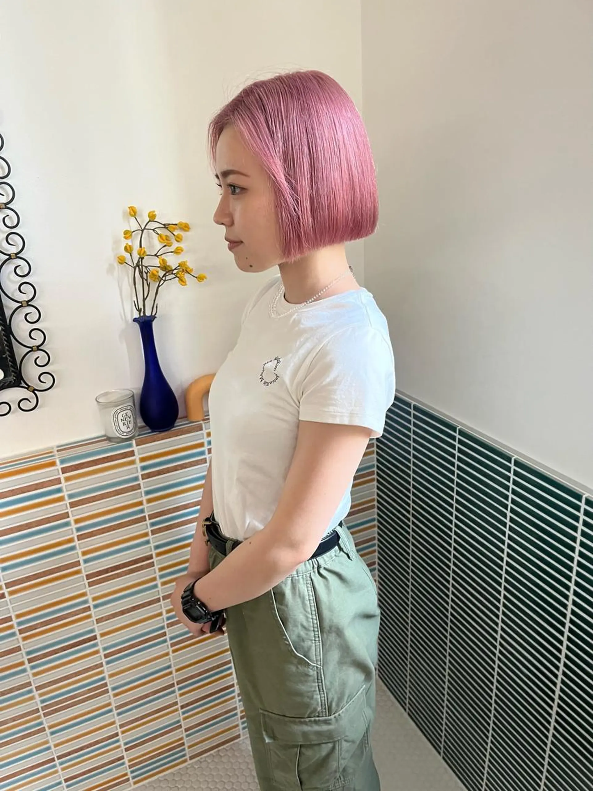 ミディアム カラー ベージュカラー ブリーチ ピンクカラー ピンクベージュ カット ヘアカラー トリートメント 🩷ハイトーン透明感 レイヤー🩷ユリカのヘアスタイル