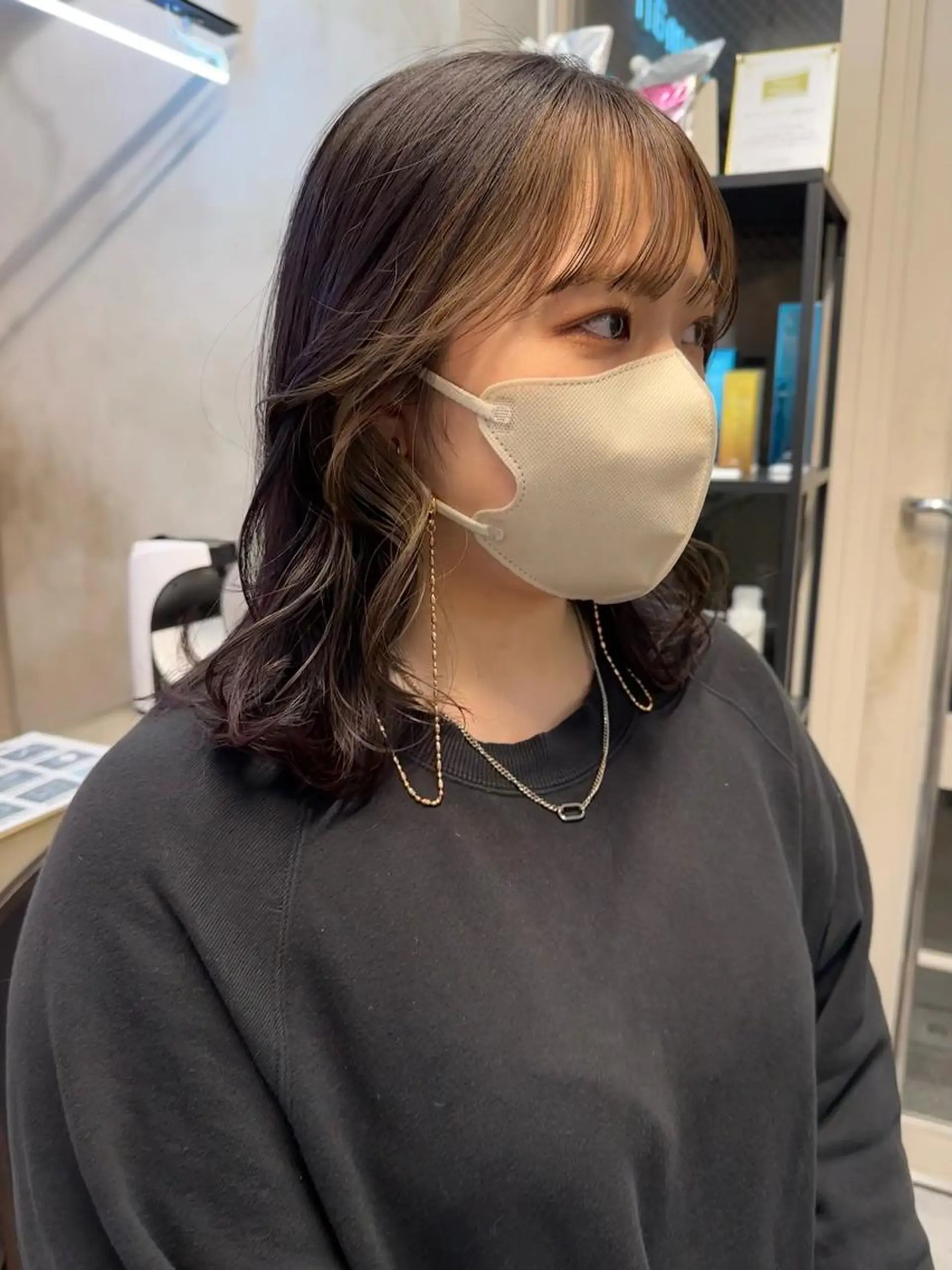 ミディアム カラー REINA☁️透明感 カラー/ぷつっと♡のヘアスタイル