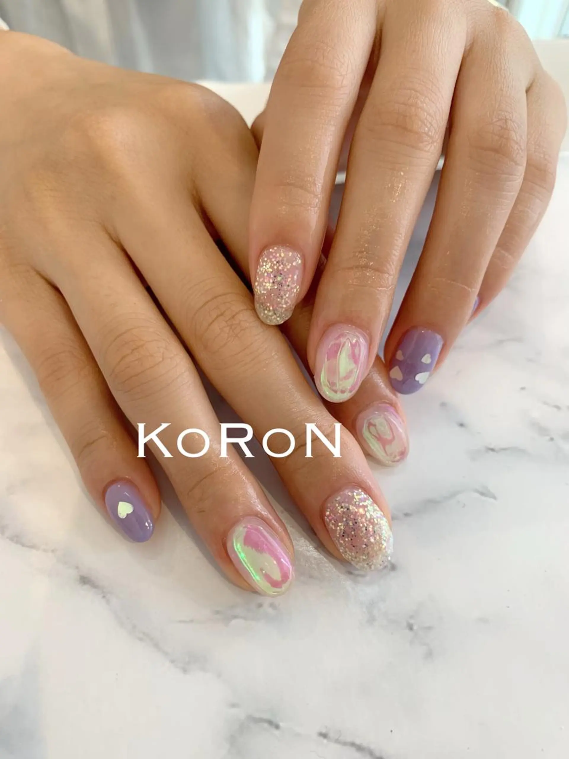 ネイル 氷ネイル・うるうるネイル 自宅サロン鎌倉 KORONのネイルデザイン