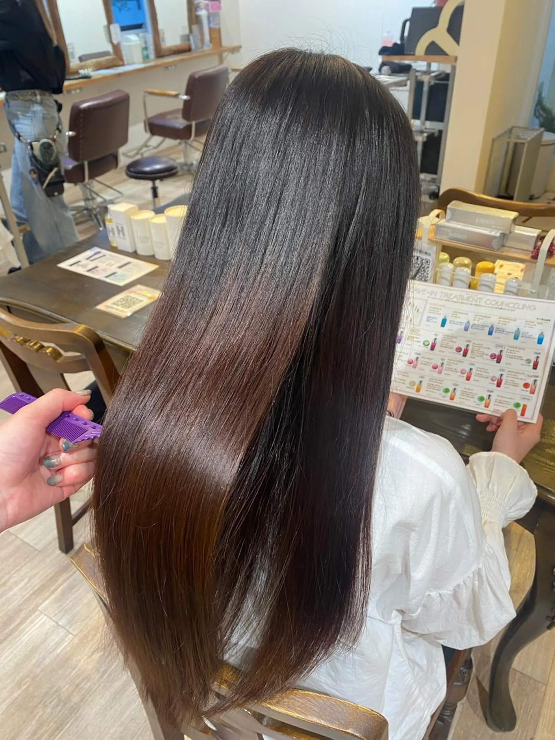 ロング カラー ヘアアレンジ 髪質改善 トリートメント 酸熱トリートメント niconail 🧣ayu 📍烏山のネイルデザイン